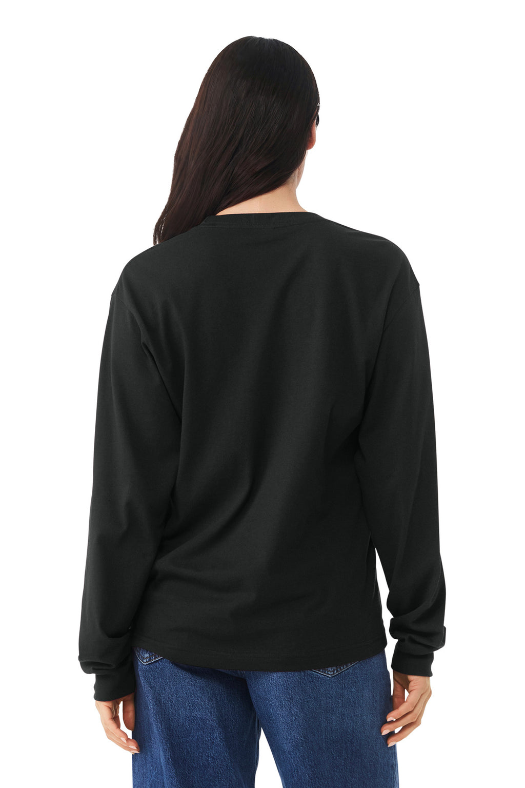 BELLA+CANVAS heavyweight long sleeve tee texture close-up for DTG printing