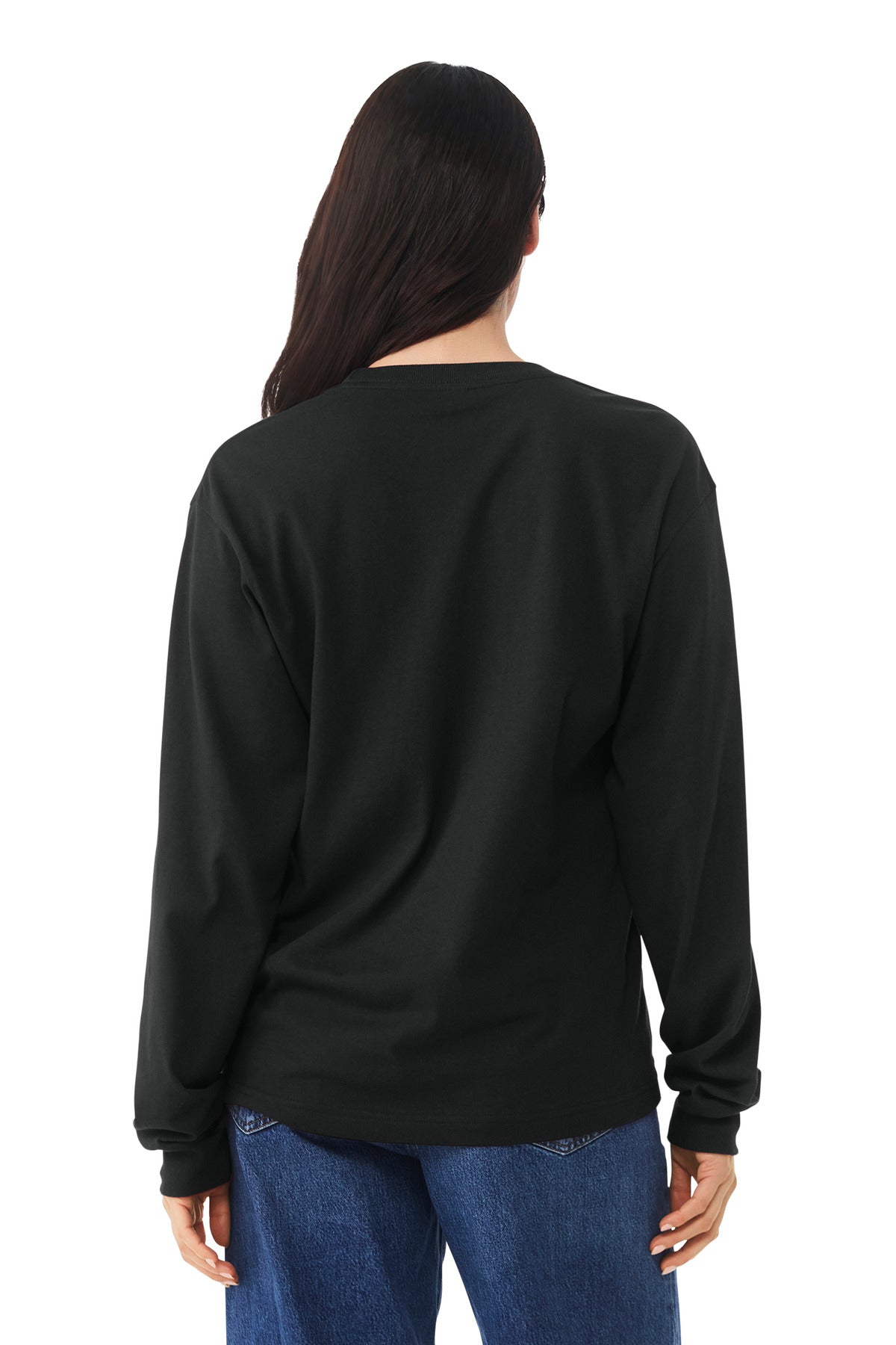 BELLA+CANVAS heavyweight long sleeve tee texture close-up for DTG printing