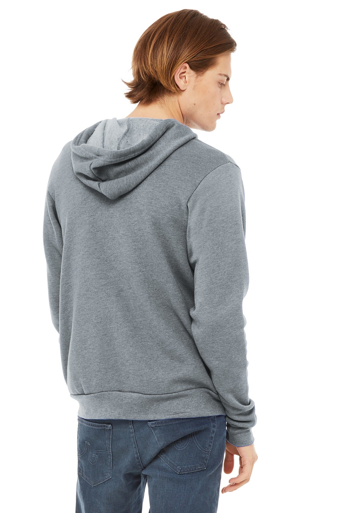 Blank zip hoodie folded flat for rush custom sweatshirt orders