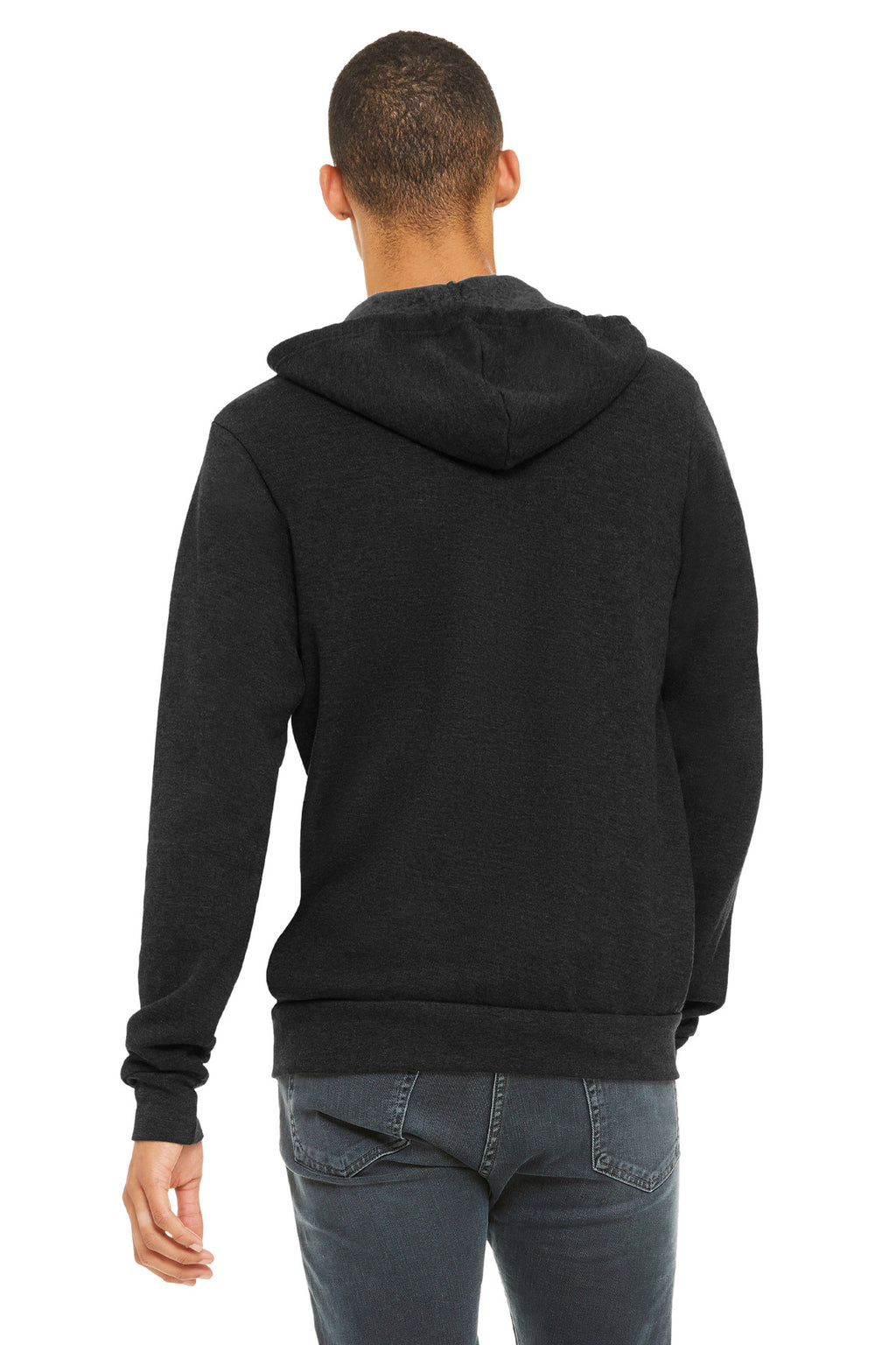 Blank full-zip hoodie clean back panel for custom team logos