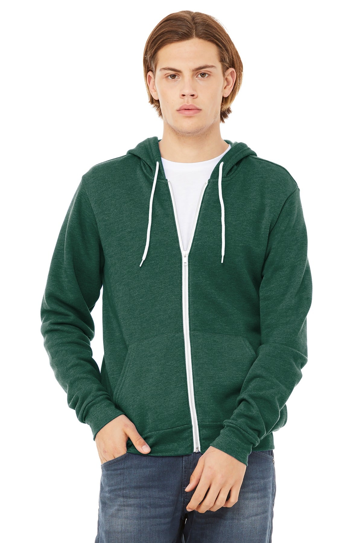 Blank full-zip hoodie product shot for custom school spirit wear