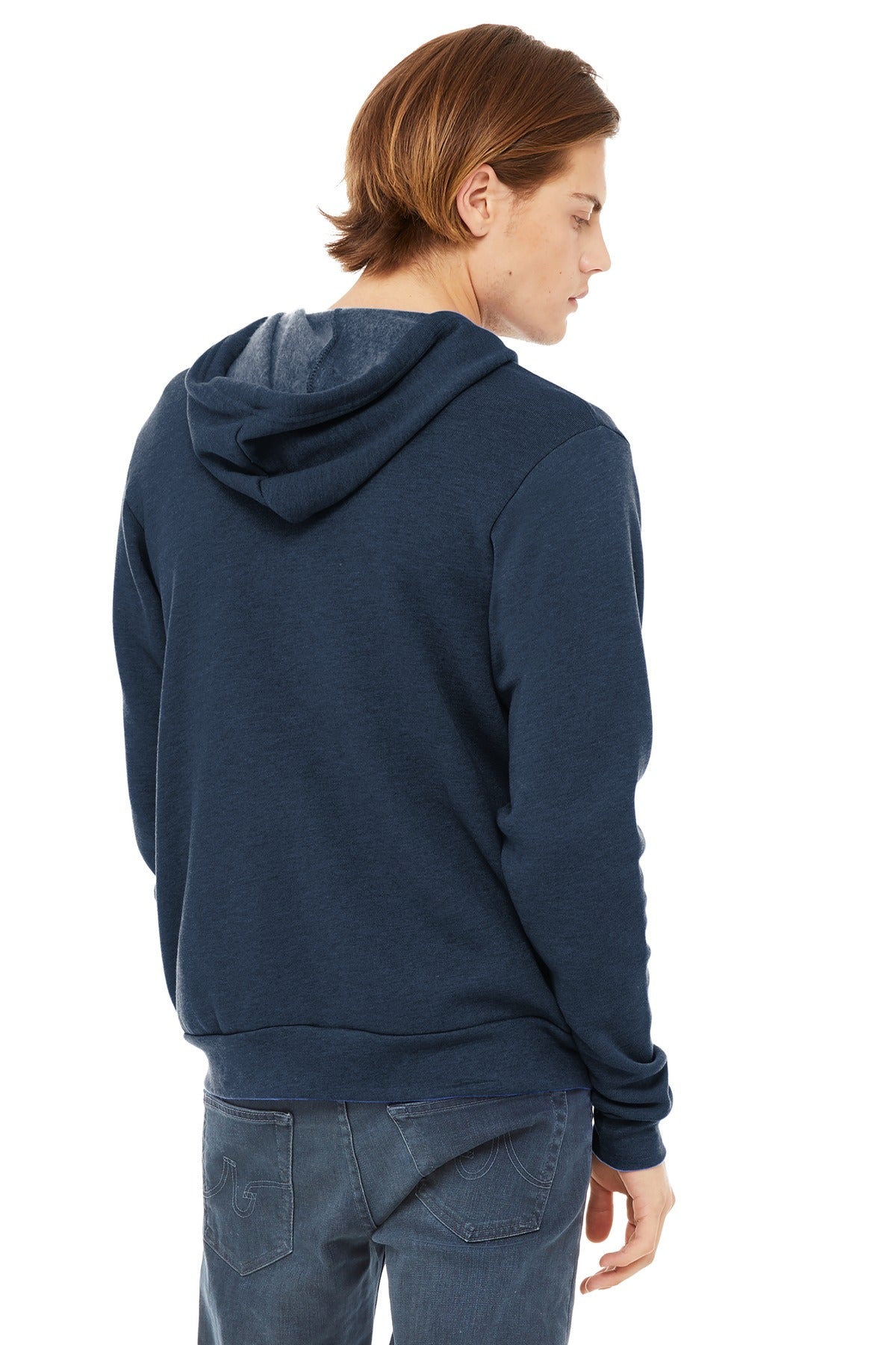 Unisex zip hoodie front profile for premium custom branding