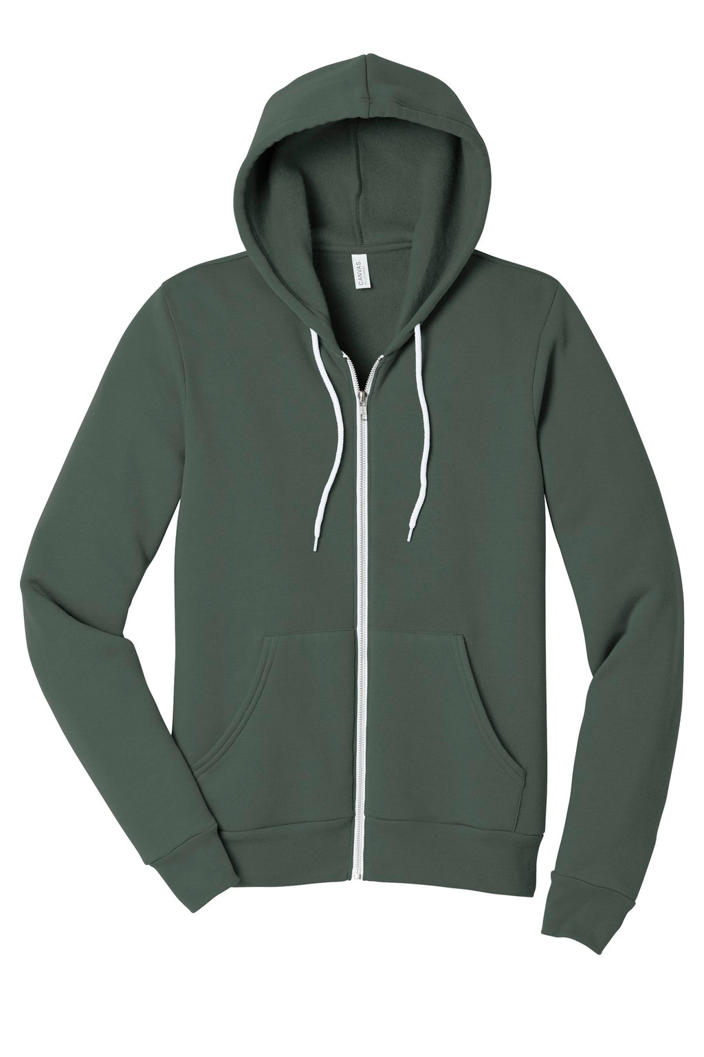 Blank zip hoodie back flat lay for custom school apparel