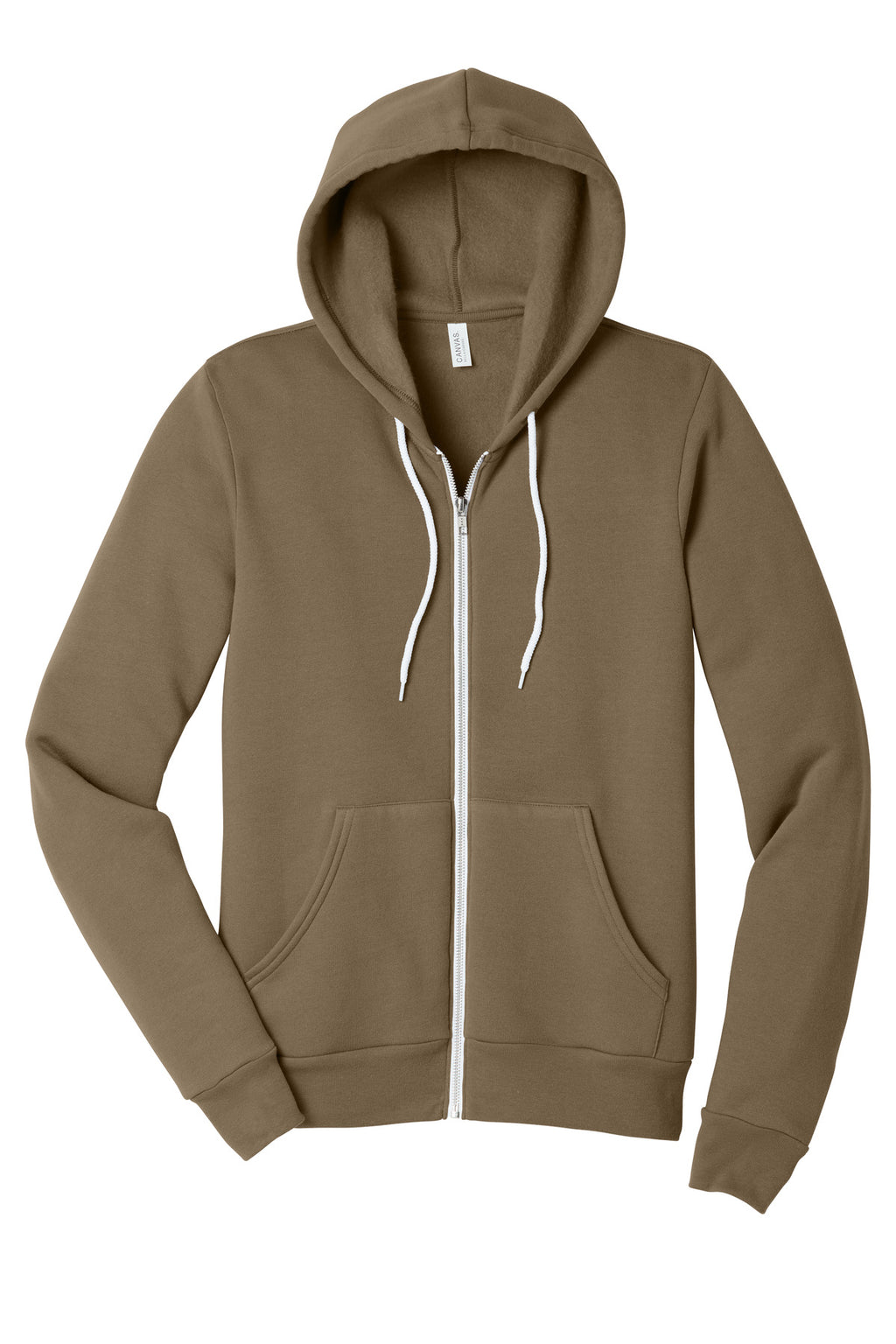 Sponge fleece zip hoodie on model for custom branded outerwear