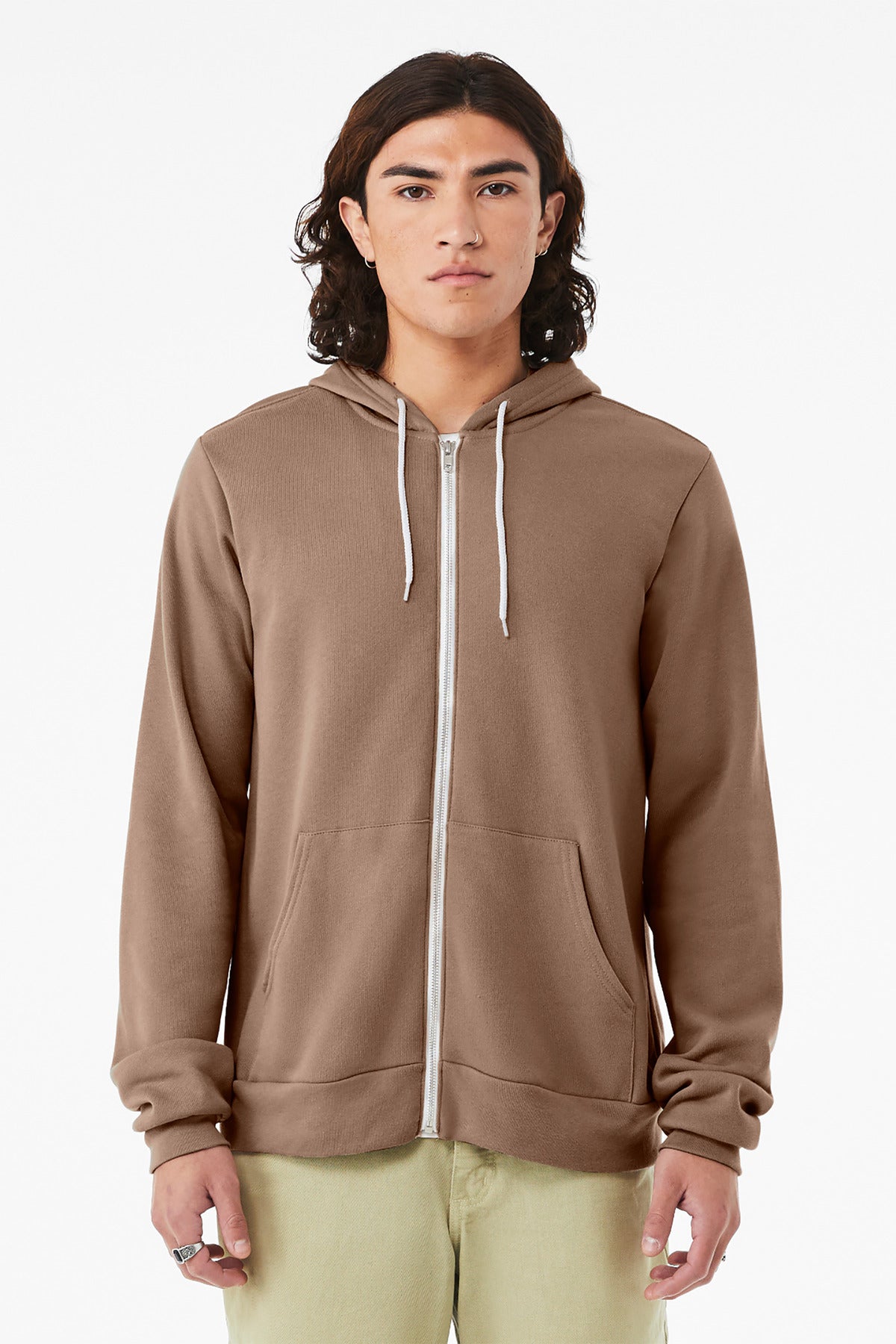 Unprinted full-zip hoodie back profile for school custom apparel