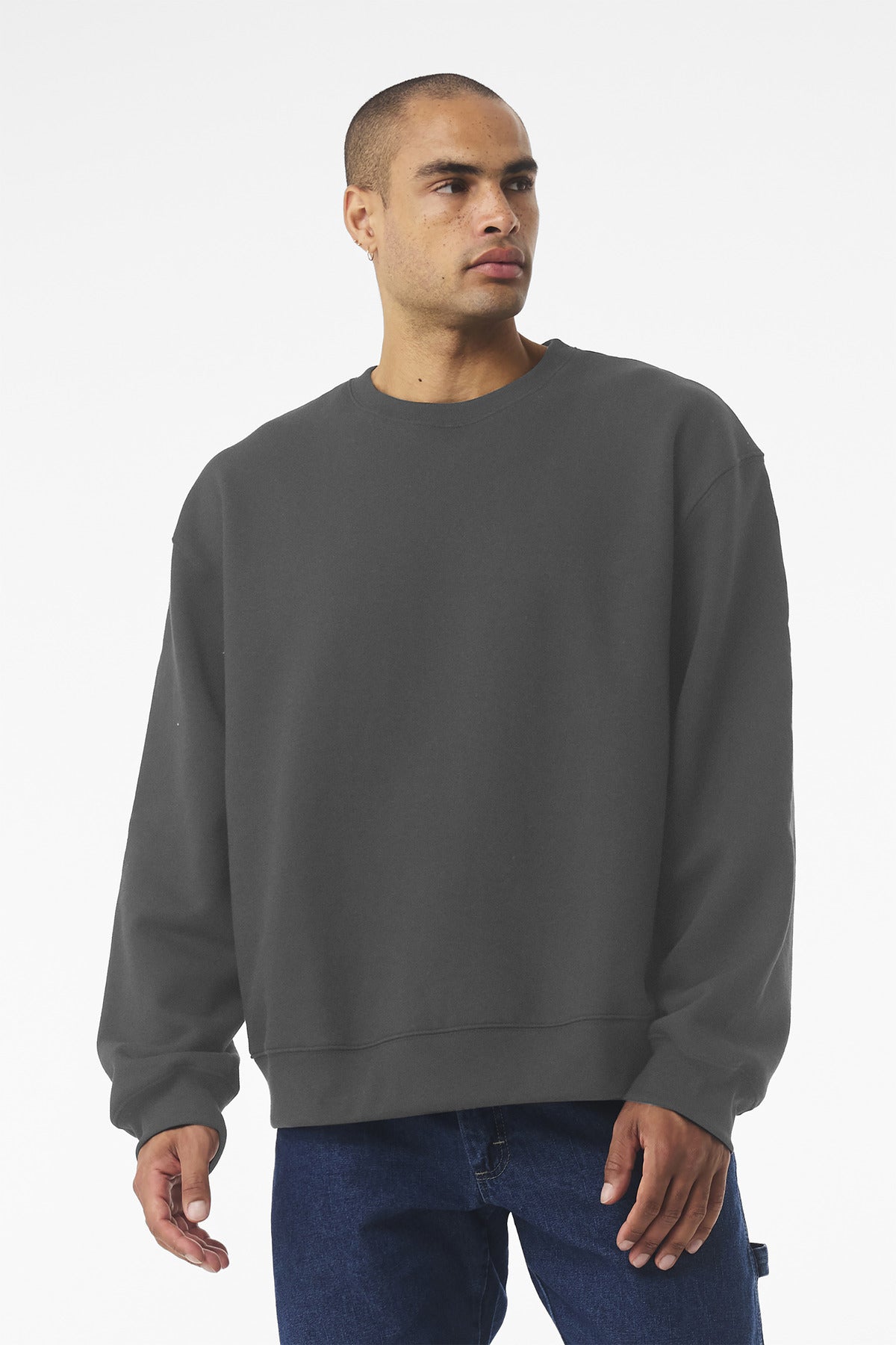Unprinted heavyweight sweatshirt back view for custom team apparel