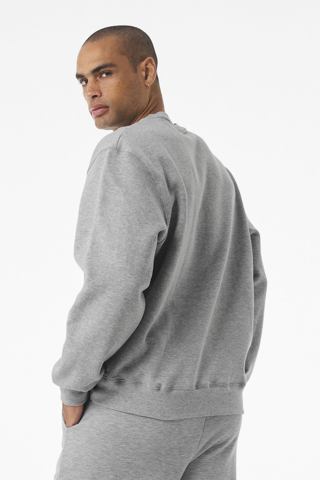 Blank heavyweight crewneck on rack for custom apparel printing