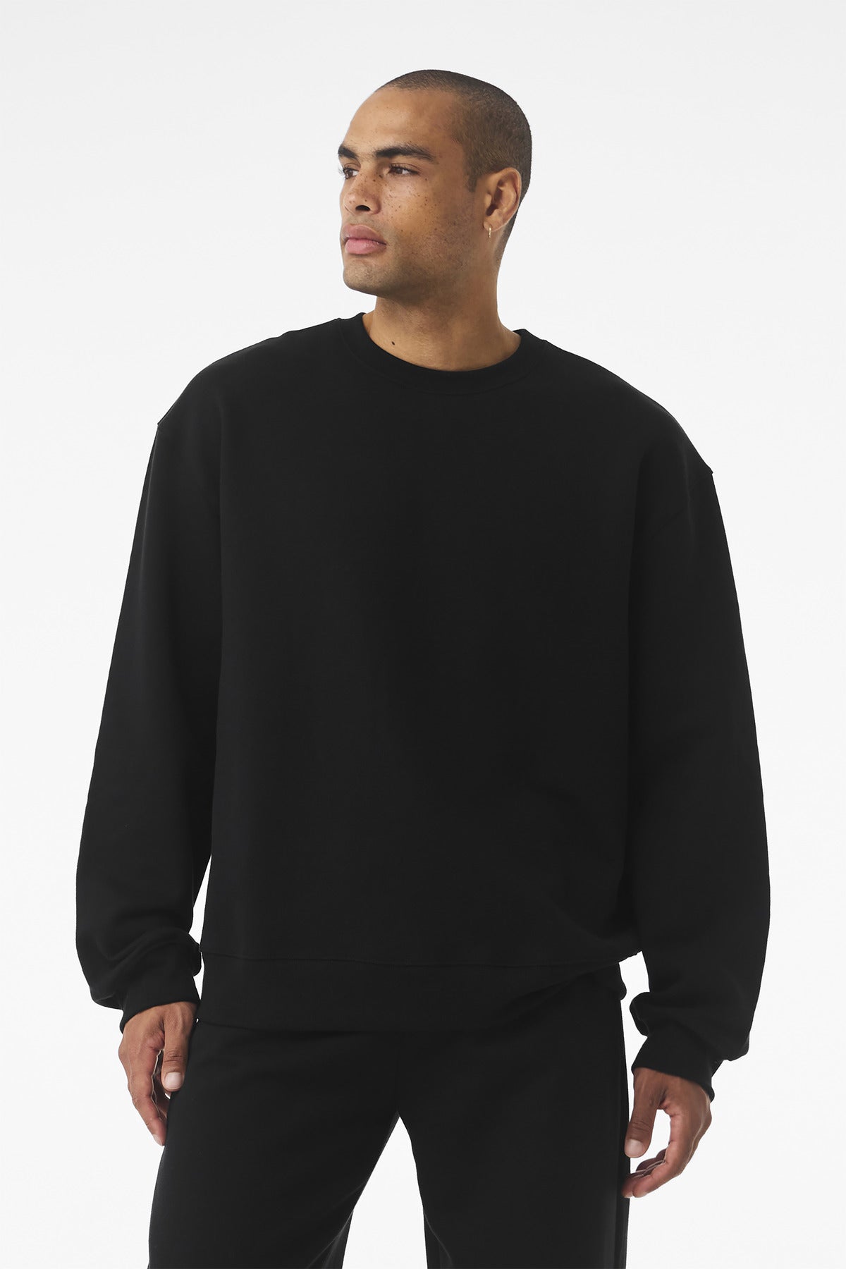 Blank fleece crewneck stacked display for same day custom sweatshirt printing