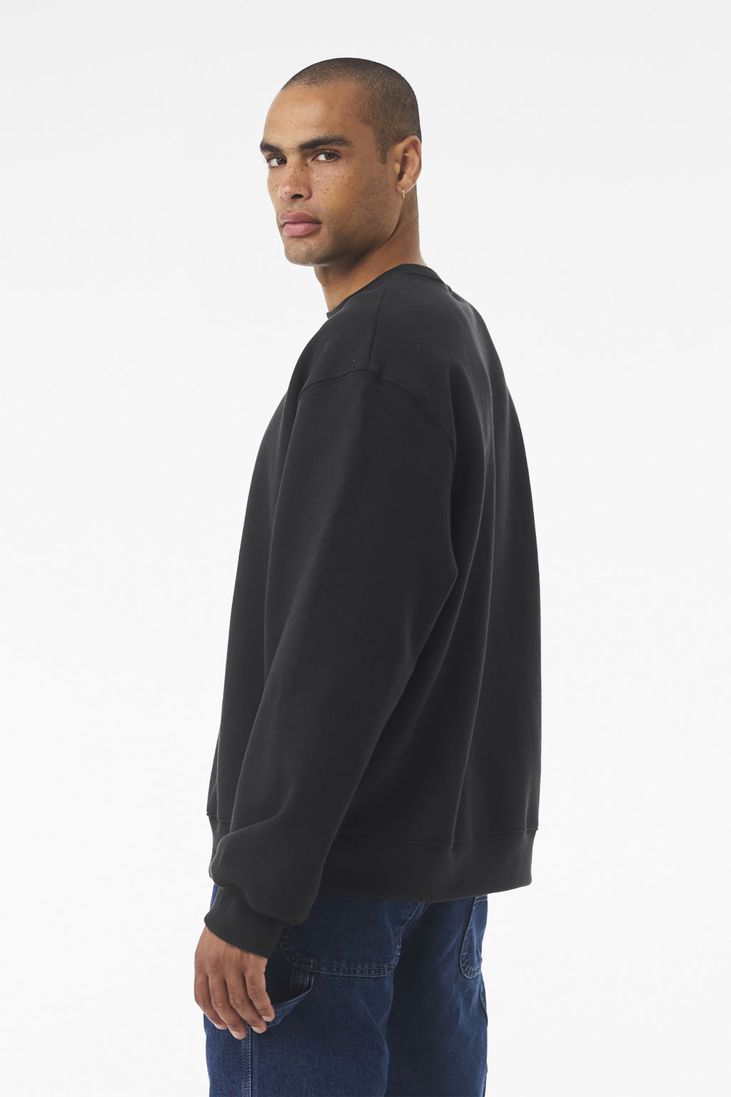 Heavyweight crewneck front profile for rush custom merch printing