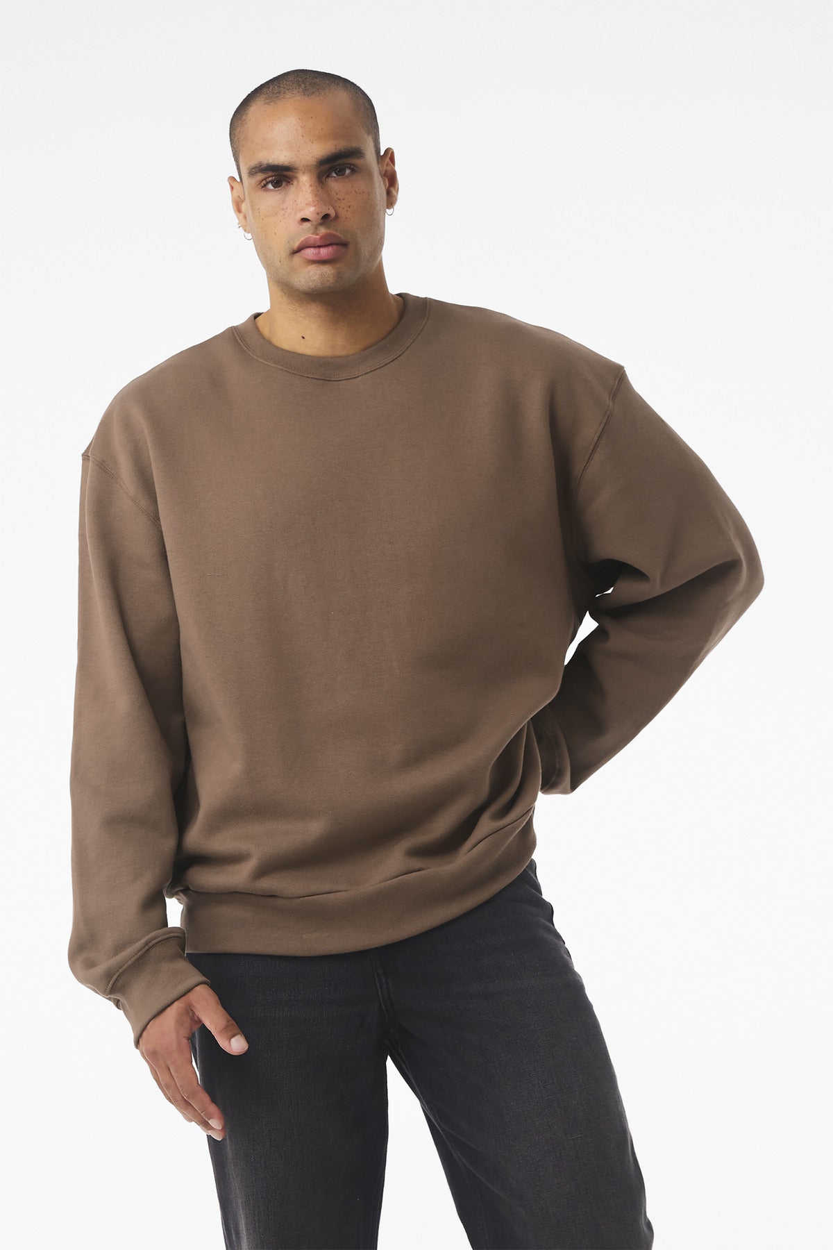 Unisex heavyweight crewneck on model for premium custom apparel