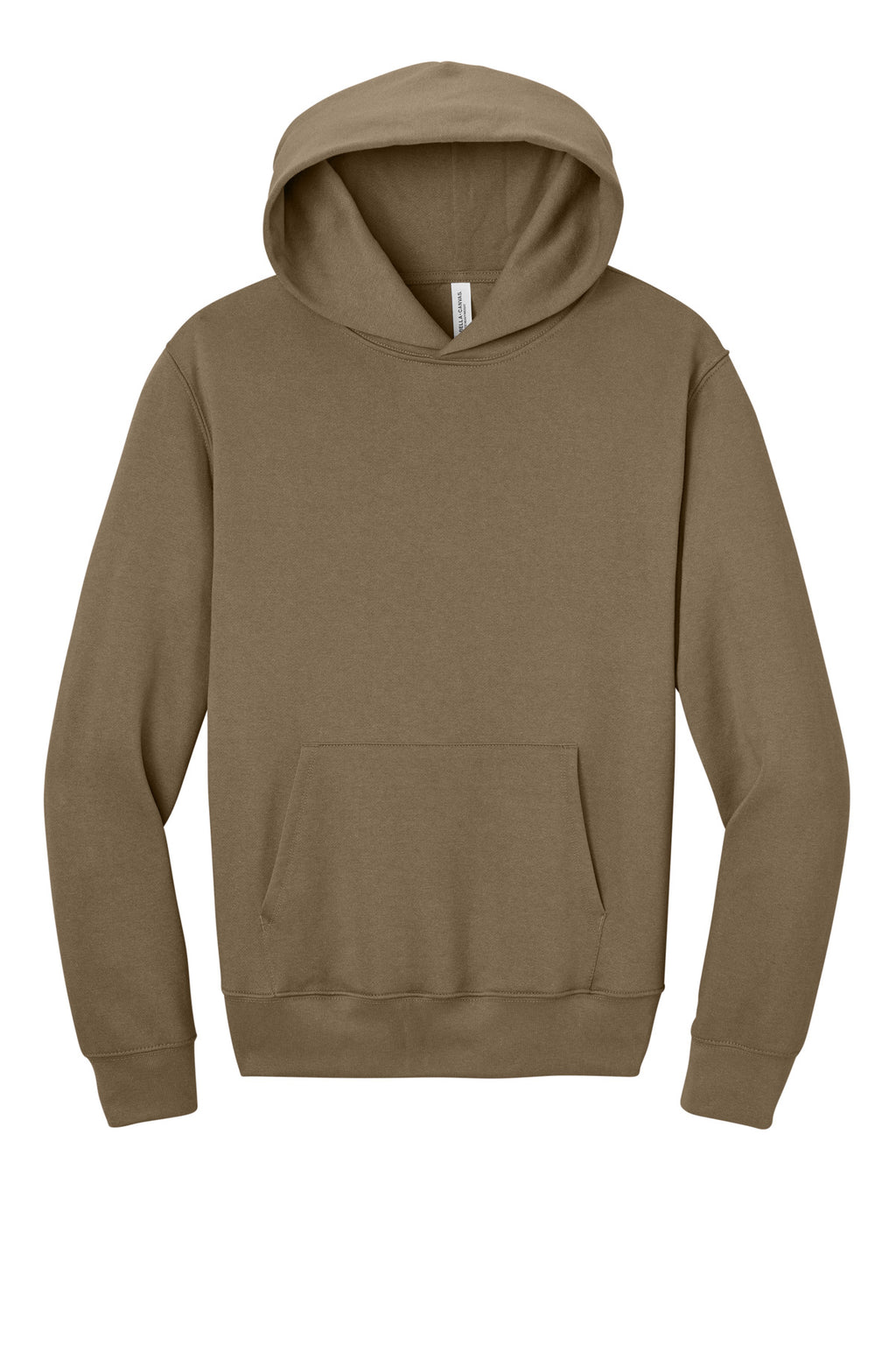 No-drawcord hood detail on heavyweight pullover hoodie