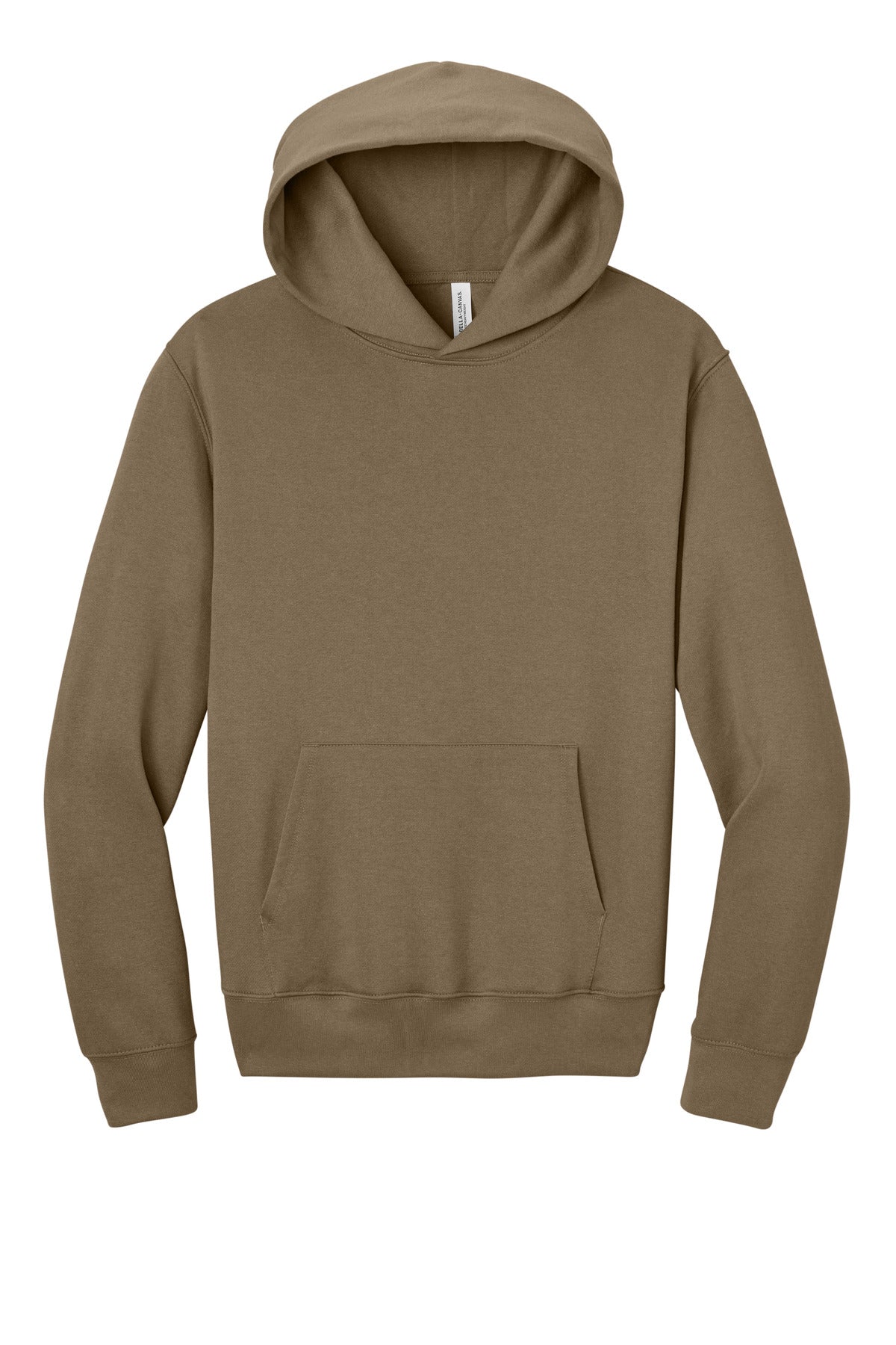 No-drawcord hood detail on heavyweight pullover hoodie