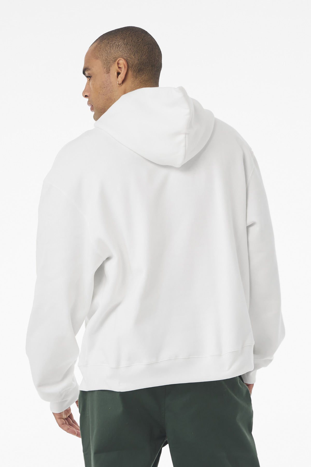 Hoodie hood layering detail on BC4719 pullover