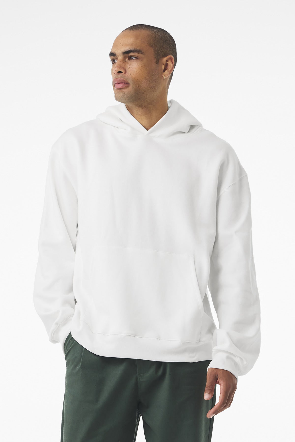 Sleeve print example on BELLA+CANVAS heavyweight hoodie