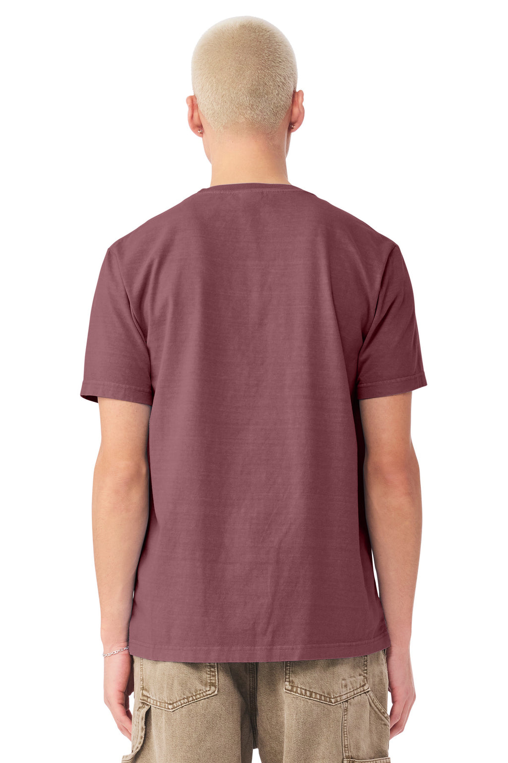 Blank heavyweight fashion tee back flat lay for custom printing