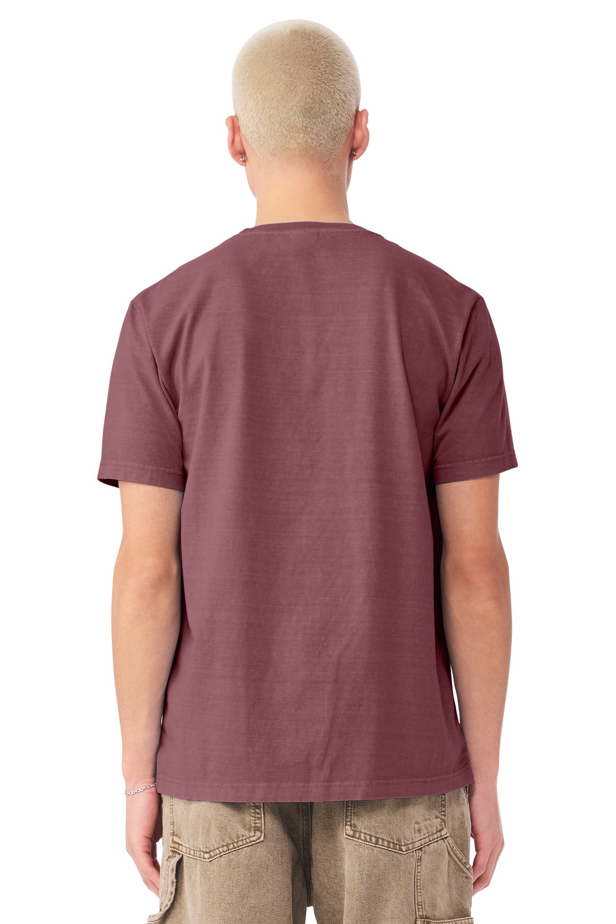 Blank heavyweight fashion tee back flat lay for custom printing