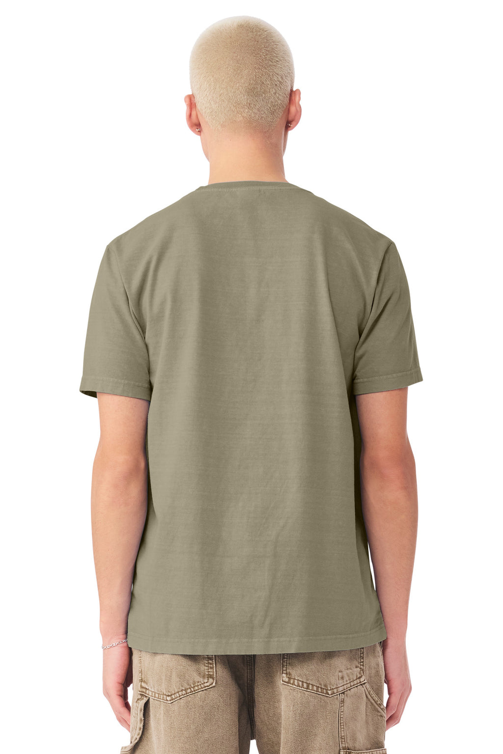 Blank garment-washed tee side profile for fast custom shirt orders