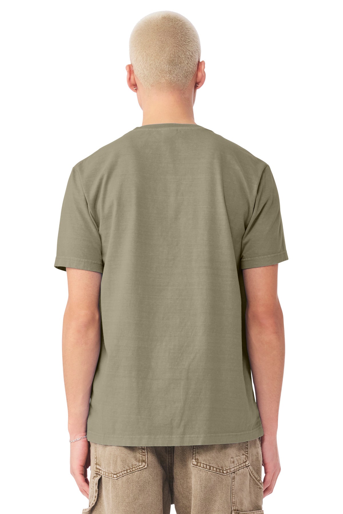 Blank garment-washed tee side profile for fast custom shirt orders