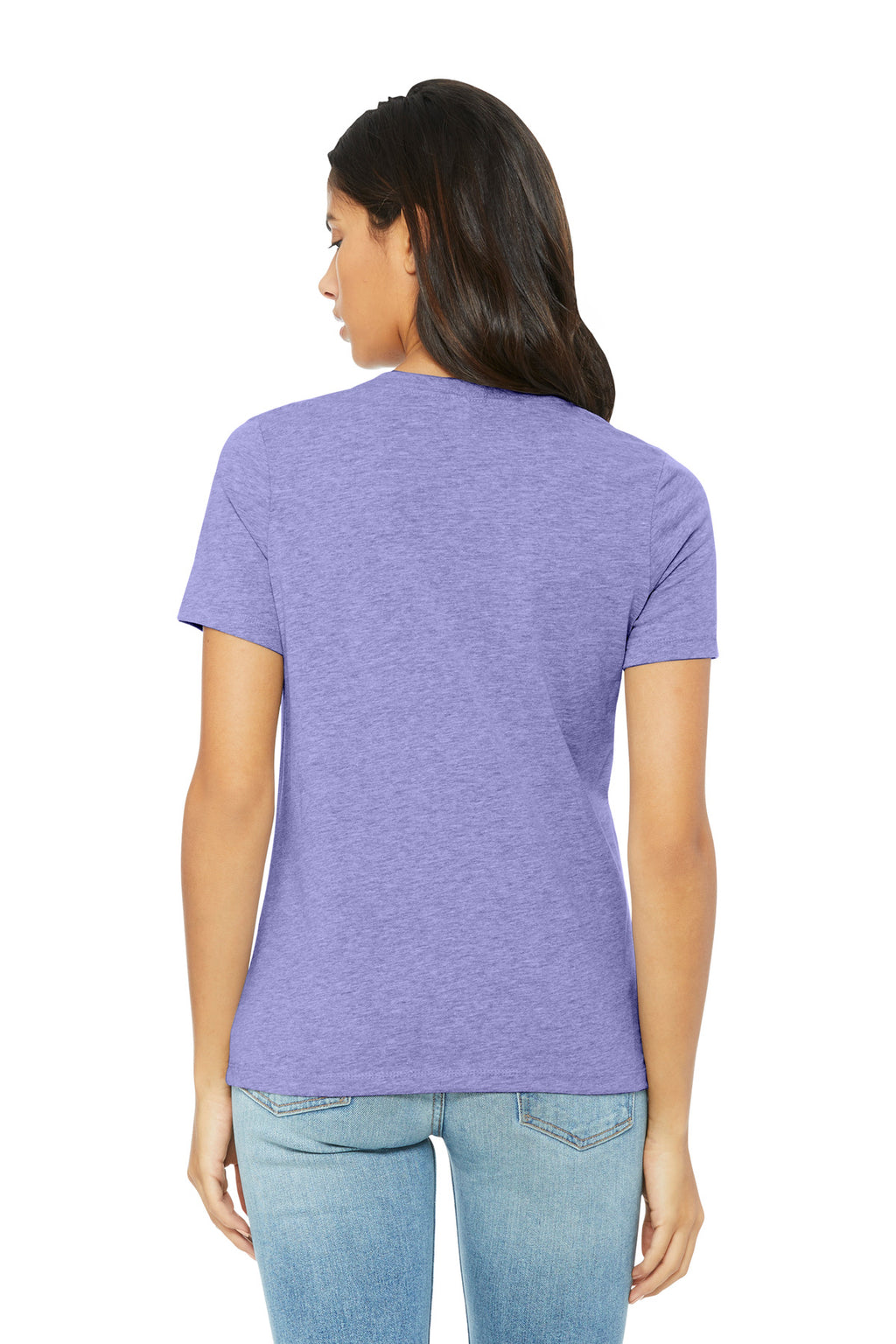 DIY Printz custom printed women’s CVC tee laid flat to show front and sleeve print placement
