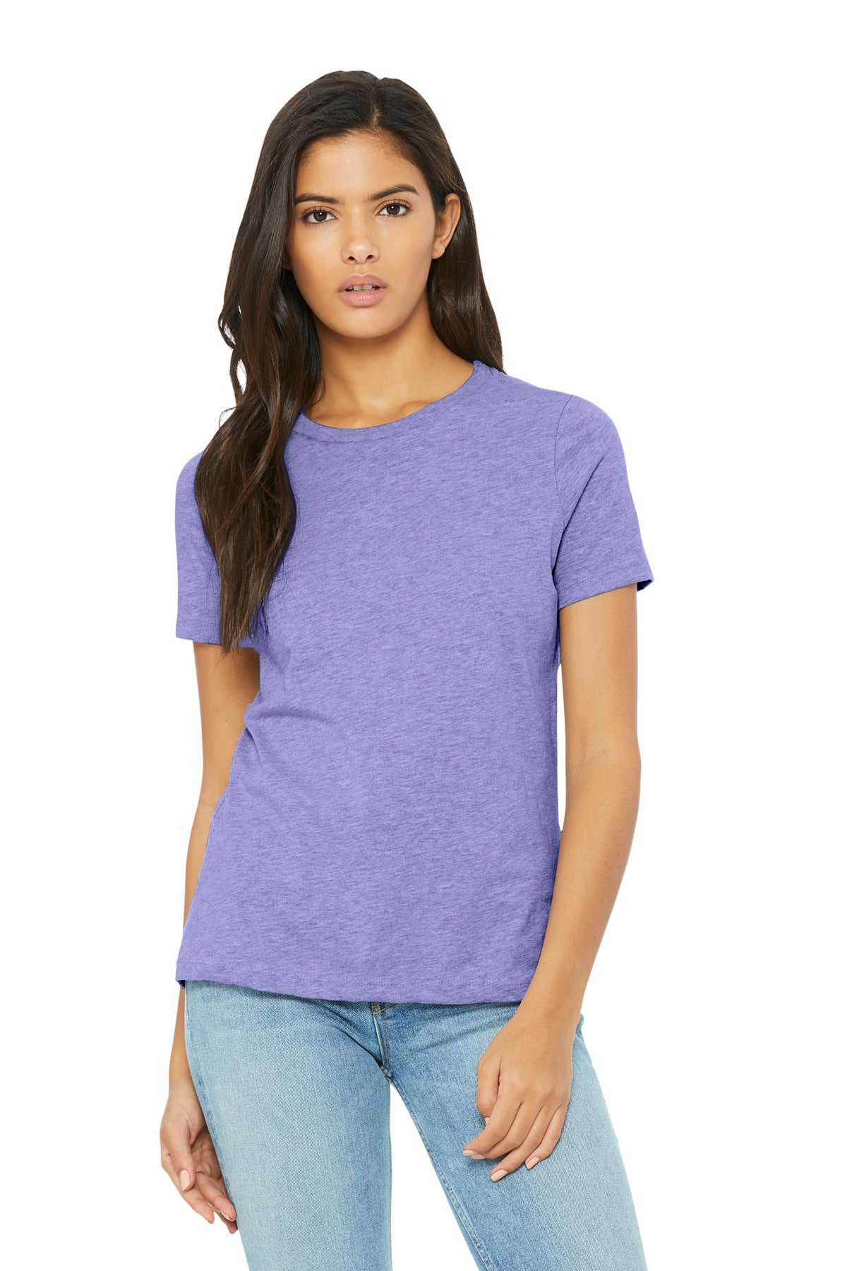 BELLA+CANVAS women’s relaxed heather shirt with full front custom artwork developed by DIY Printz