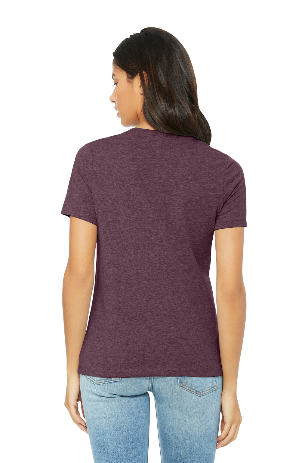 Women’s heather relaxed fit tee featuring front chest branding created by DIY Printz on BELLA+CANVAS