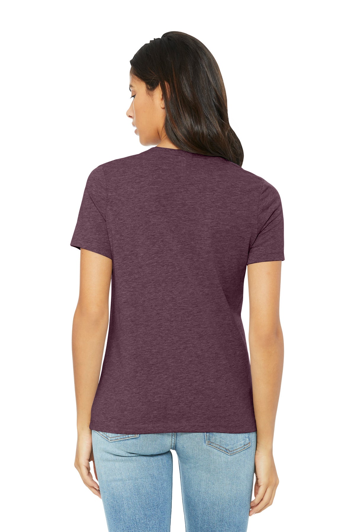 Women’s heather relaxed fit tee featuring front chest branding created by DIY Printz on BELLA+CANVAS