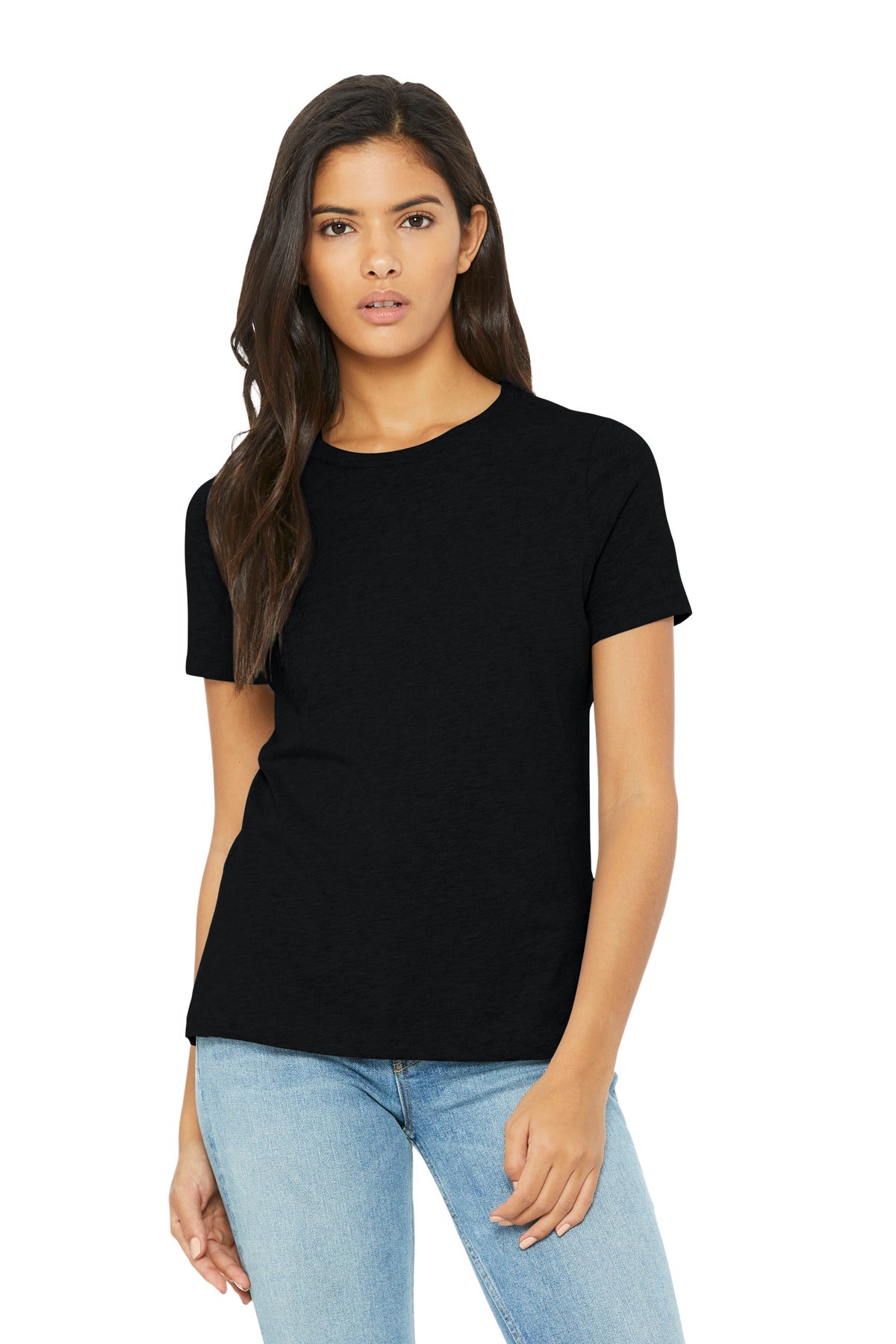 DIY Printz custom print sample on women’s short sleeve heather BELLA+CANVAS tee for online merchandising