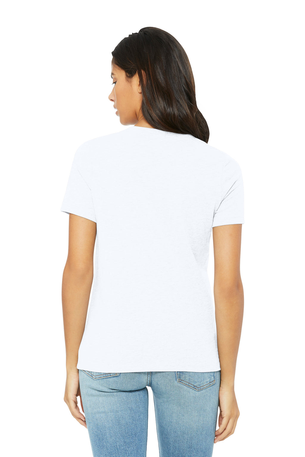 Women’s relaxed heather t-shirt hanging display with DIY Printz decoration on BELLA+CANVAS blank apparel