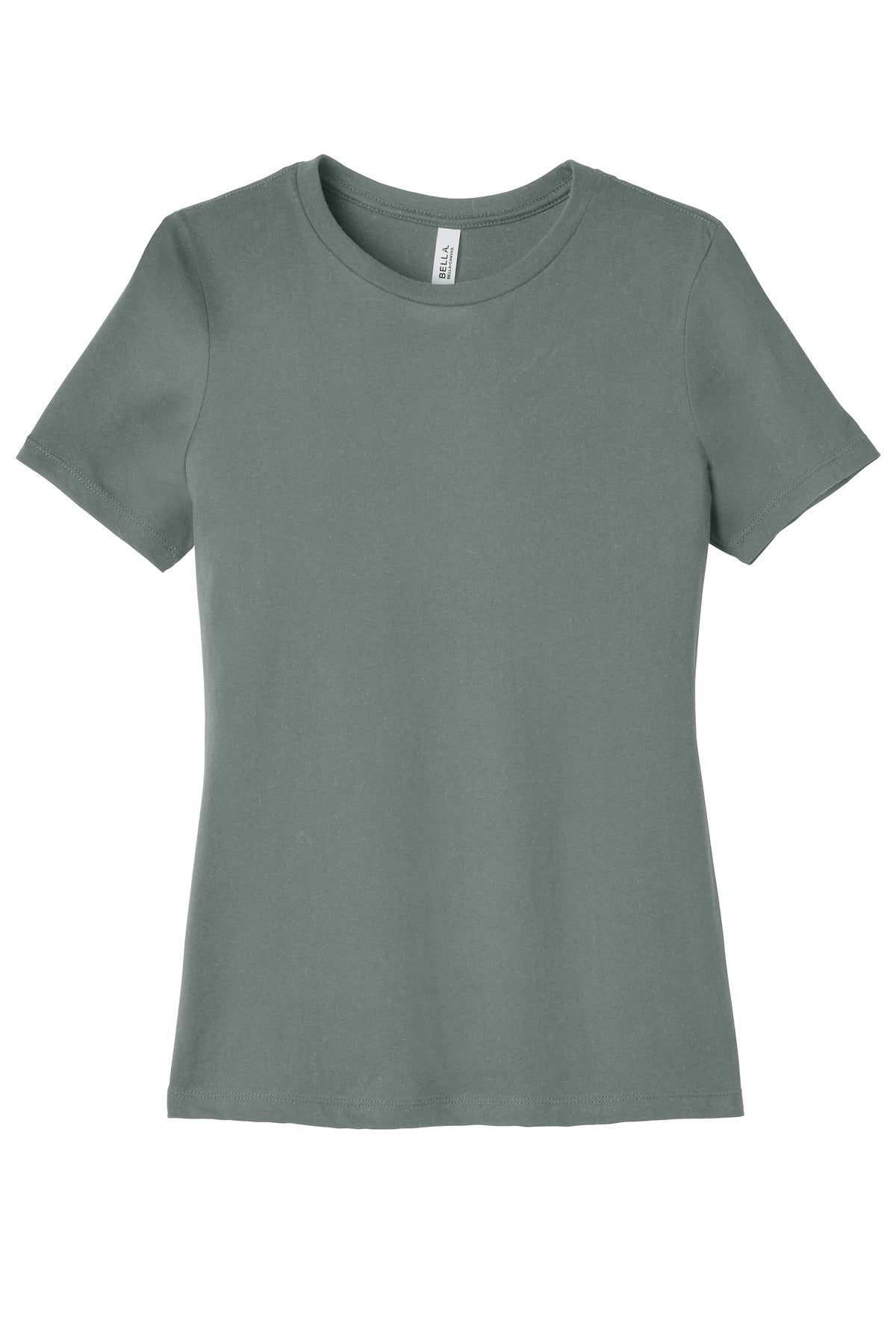 Side angle of women’s relaxed tee designed for DTG custom printing and premium retail shirts