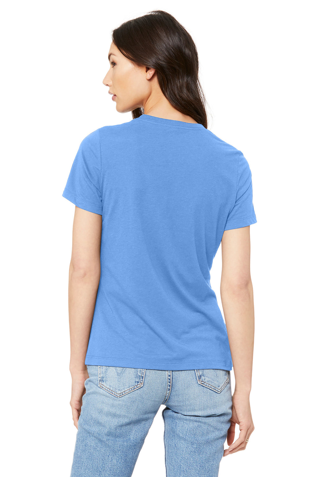 Custom women’s graphic shirt on BC6400 with soft jersey texture and boutique retail styling