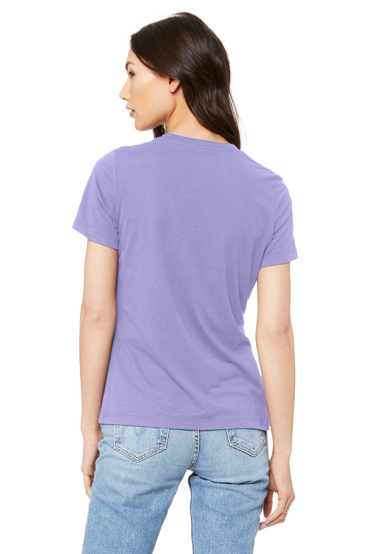 Women’s relaxed fit BC6400 product photo for DTG custom printed t-shirt online listing
