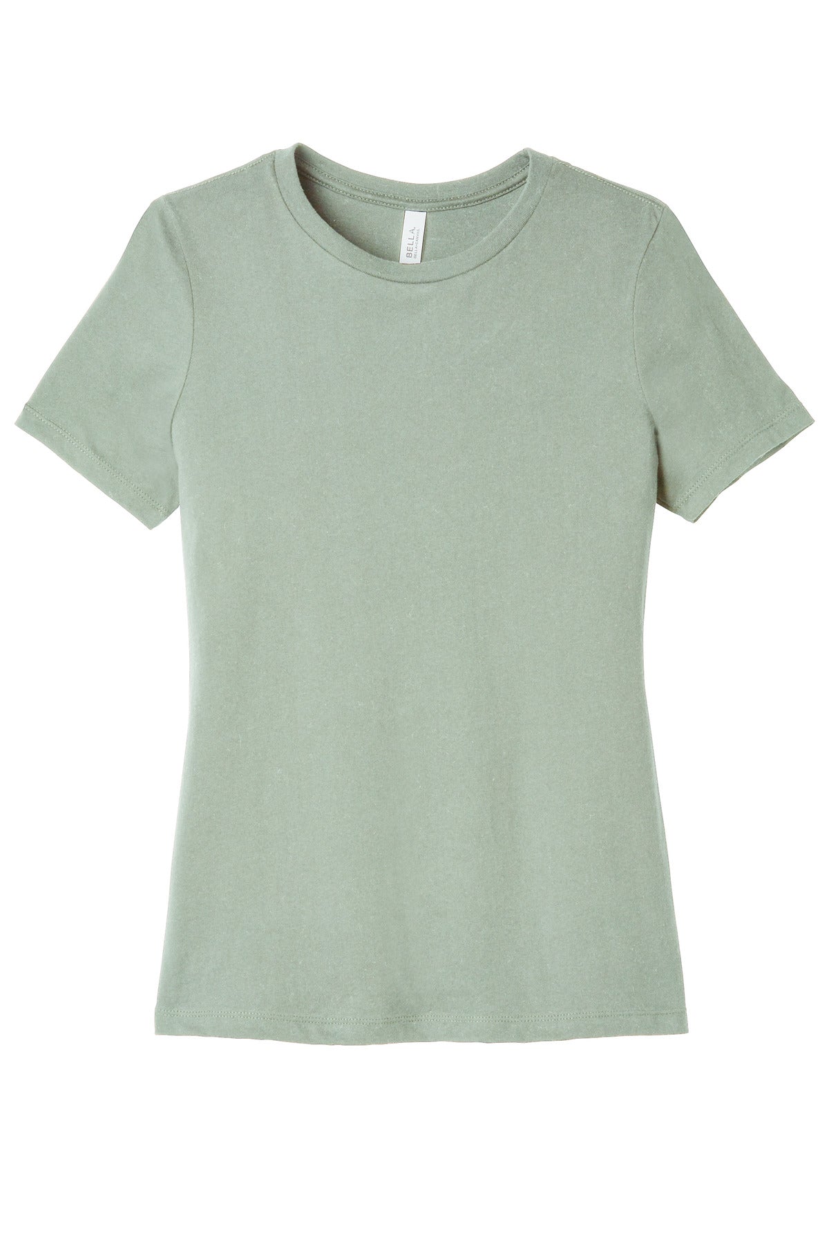 Women’s relaxed custom printed t-shirt in BELLA+CANVAS BC6400 with detailed print and soft drape
