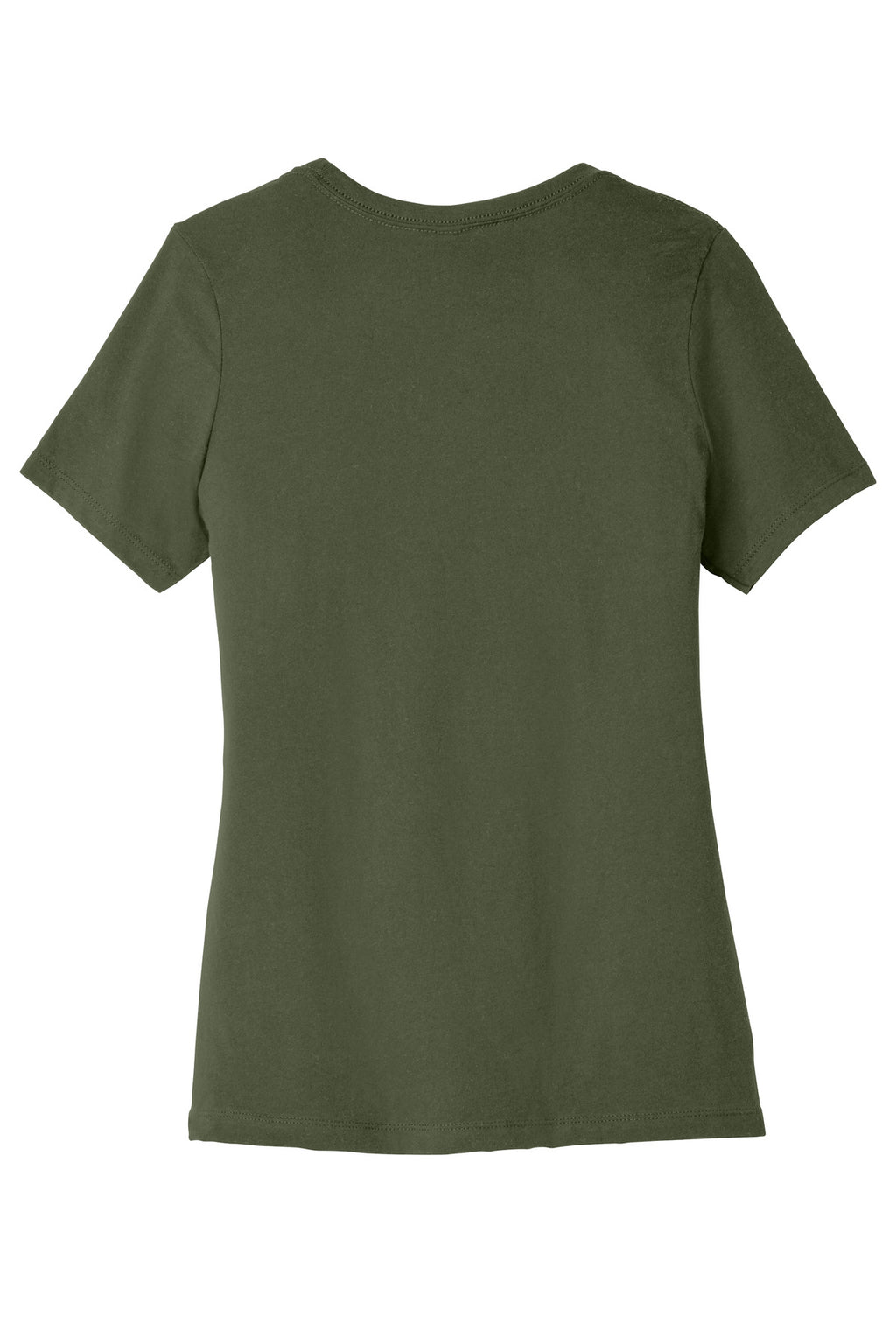 Back view of women’s relaxed jersey tee ready for custom printed t-shirt branding and event apparel