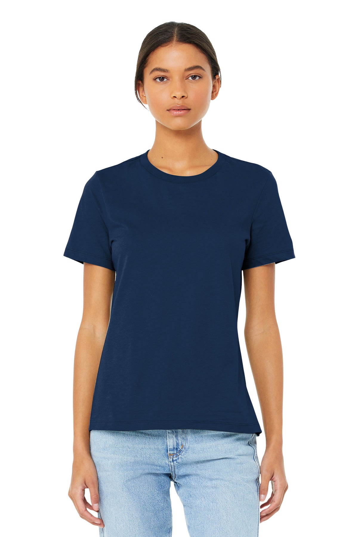 Women's boutique graphic tee mockup BC6400