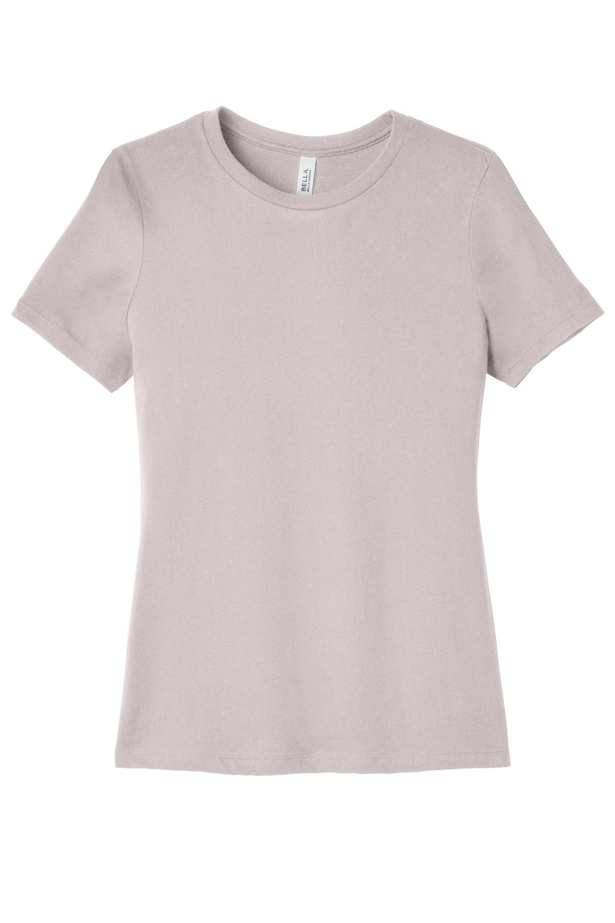 Women’s relaxed jersey tee mockup with center chest graphic for small business apparel shops