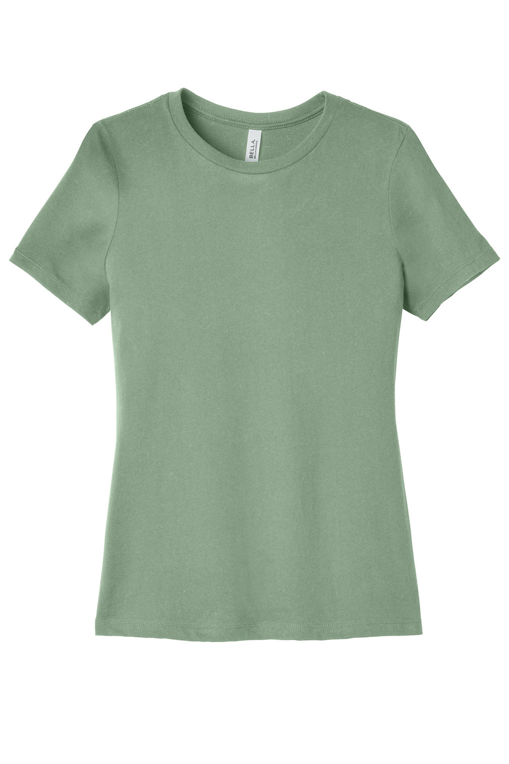 Fashion-forward women’s custom tee with curved drape and detailed Direct to Garment artwork
