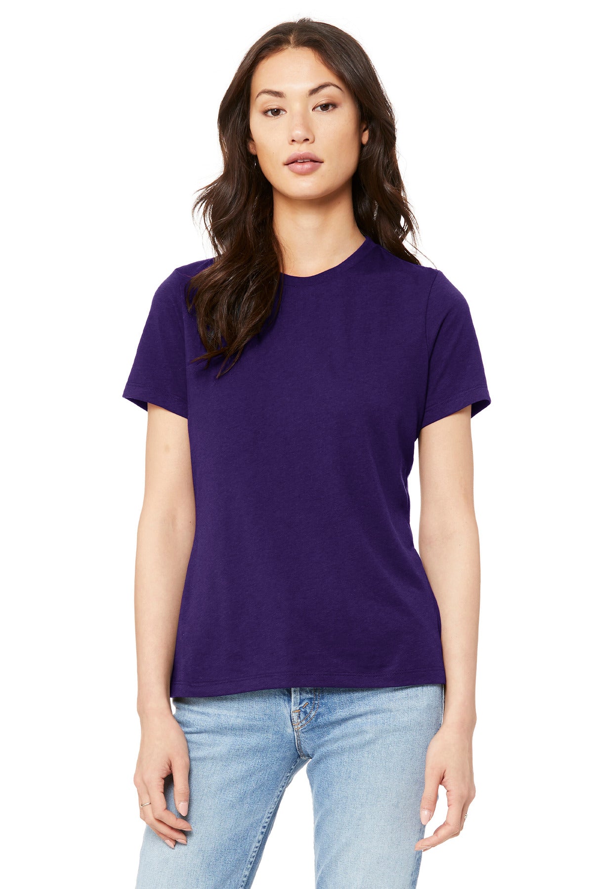 Soft women’s relaxed jersey tee with custom printed t-shirt artwork for boutiques and online apparel shops