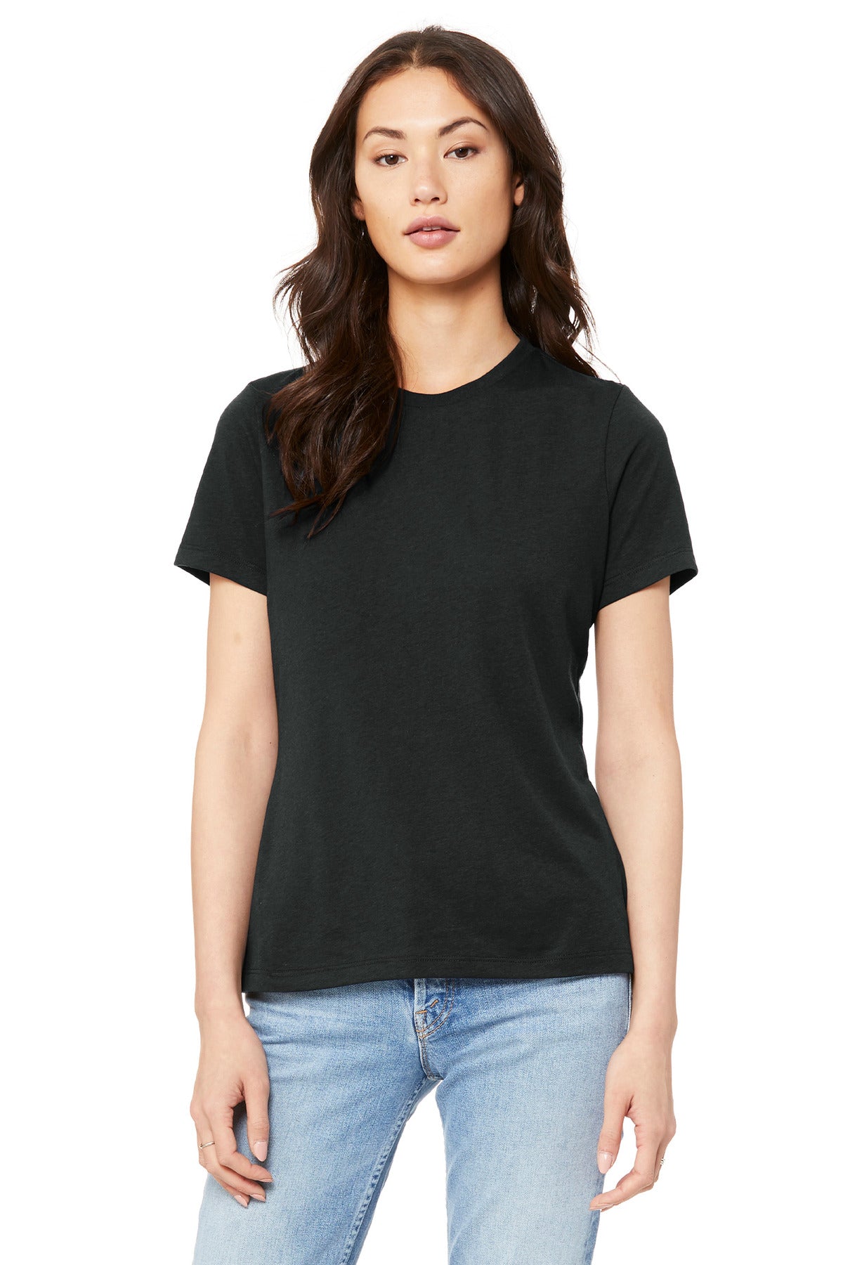 Lightweight women's jersey tee drape detail