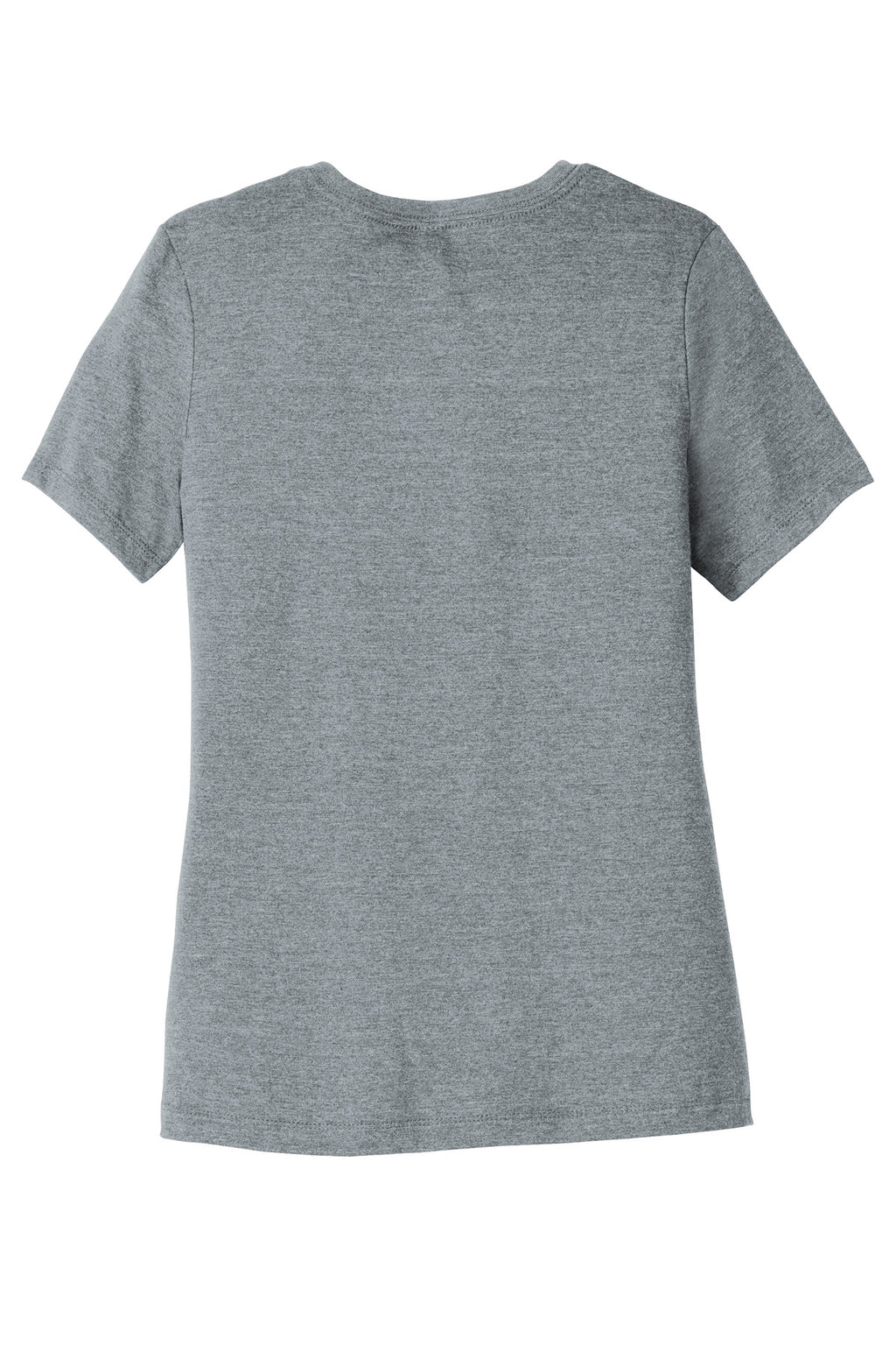 Lightweight women’s triblend tee folded on table for rush orders