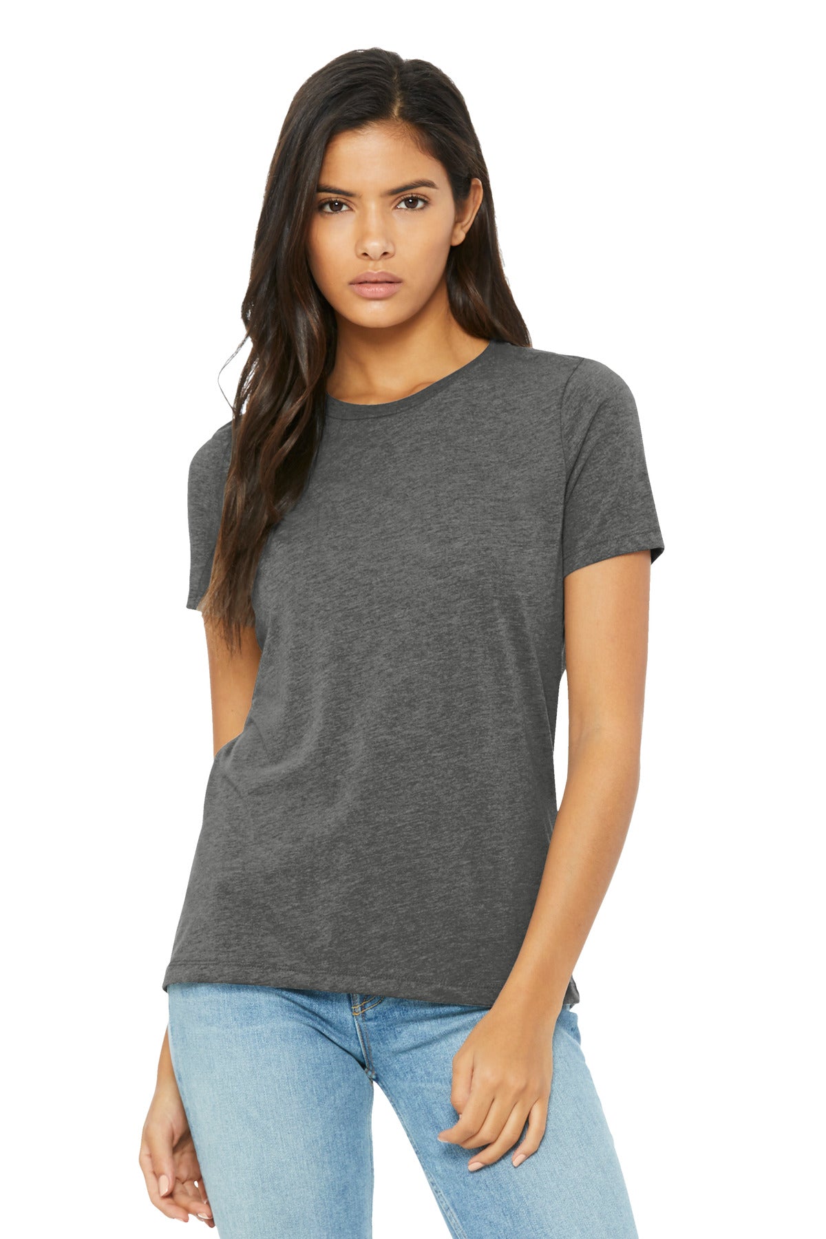 Women’s triblend tee front display for DTF custom printing projects