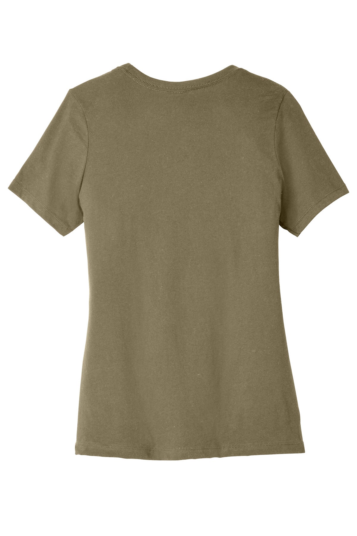 Blank women’s triblend tee back neckline detail for custom printing