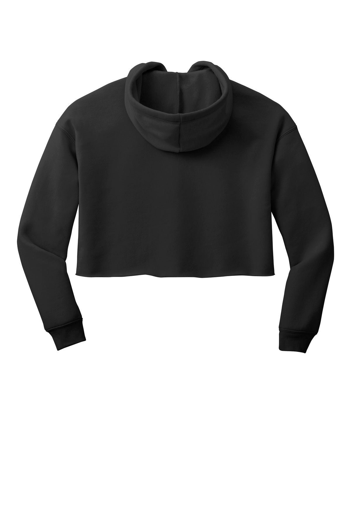 Raw hem detail on BELLA+CANVAS women's fleece hoodie
