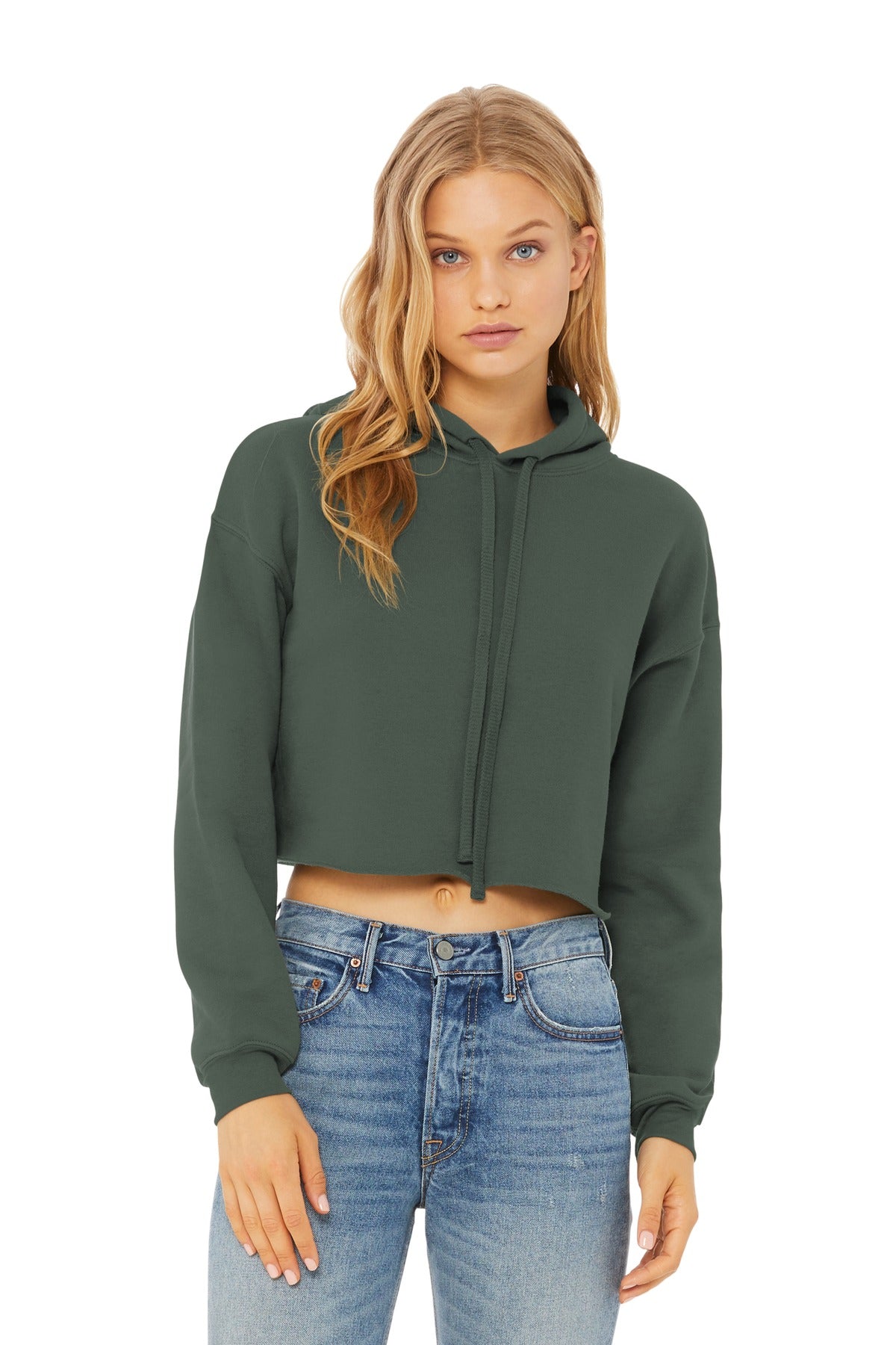 Left chest logo placement on BC7502 cropped hoodie