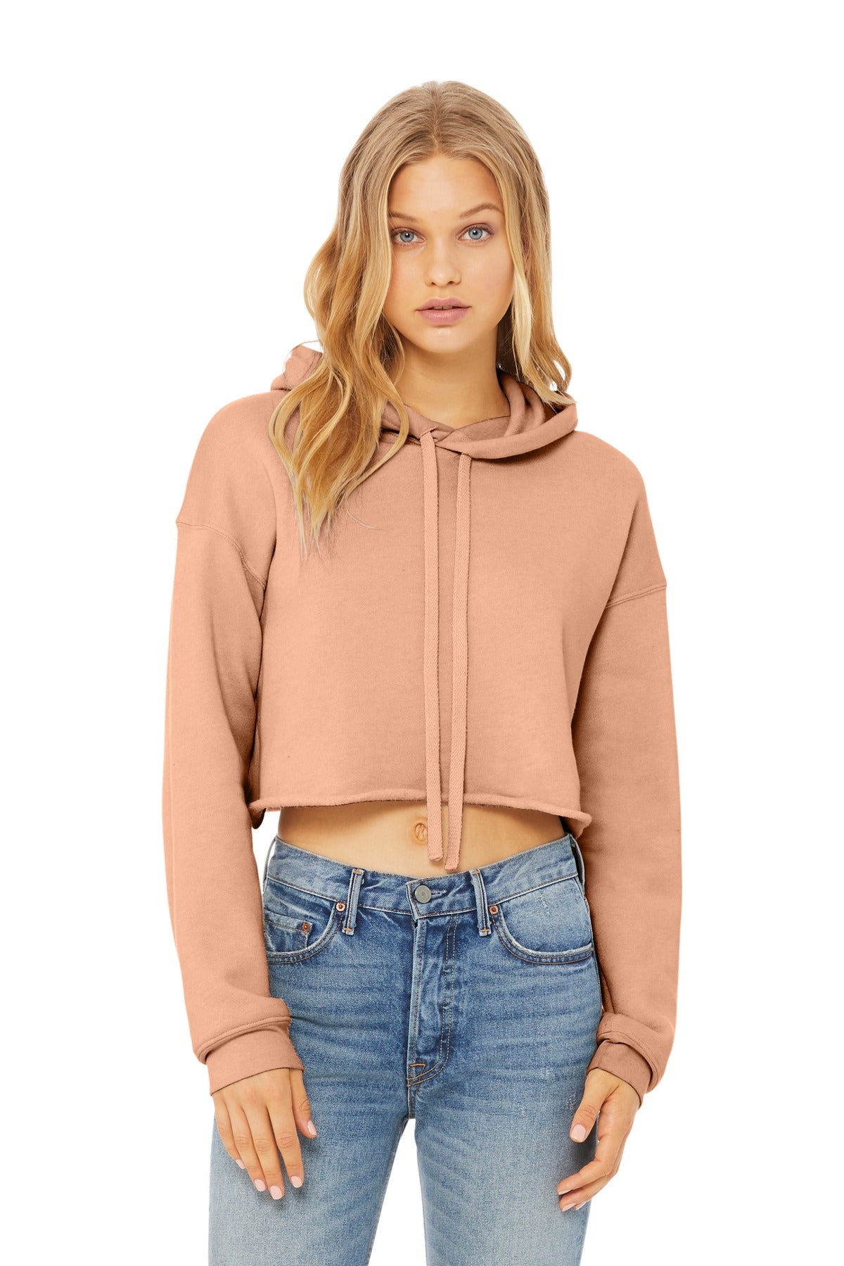 BC7502 hoodie hanging on rack in retail display