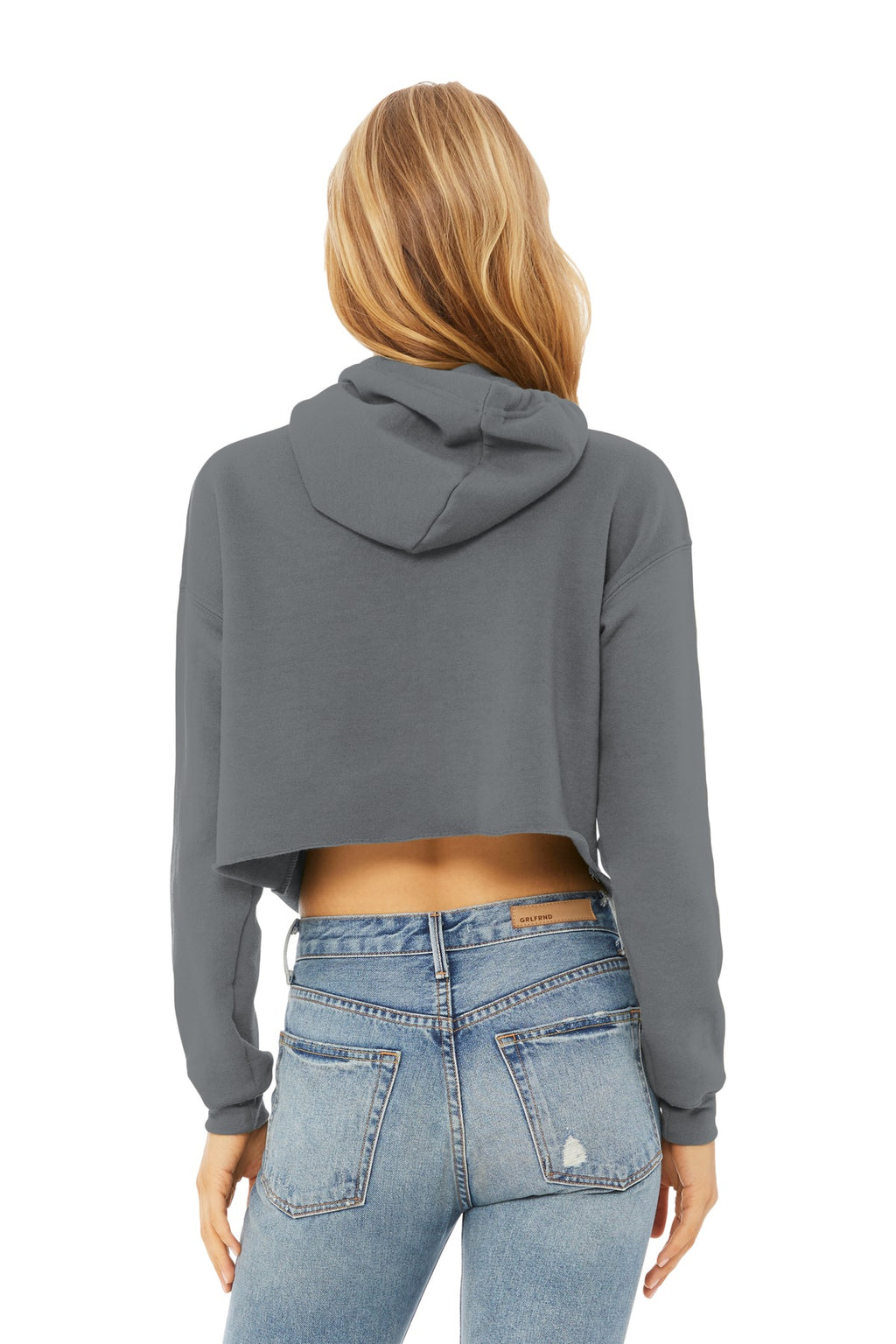 BC7502 cropped hoodie back view for custom printing
