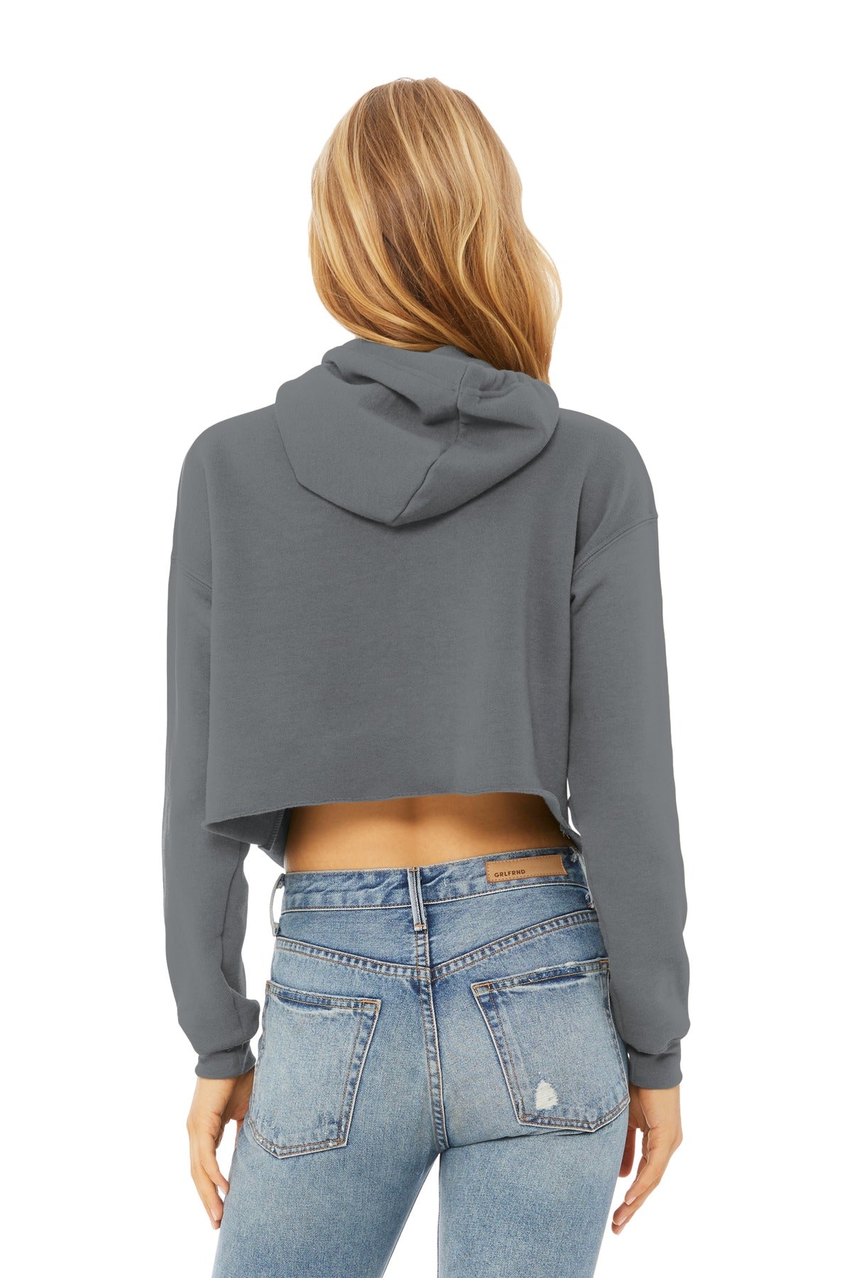 BC7502 cropped hoodie back view for custom printing