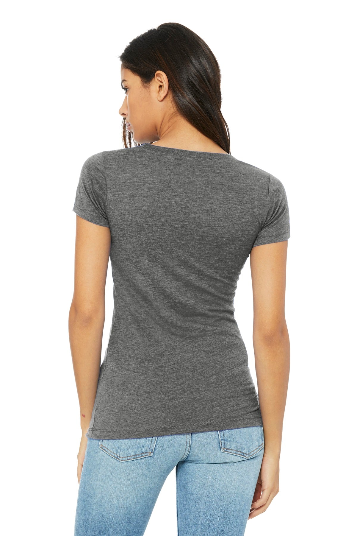 Women’s slim fit triblend short sleeve t-shirt side angle