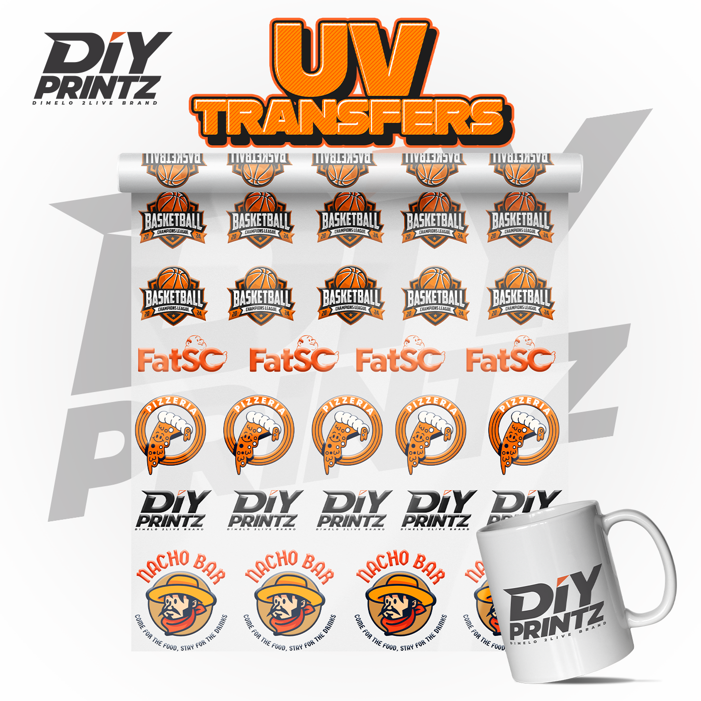 Custom Wholesale UV Transfers from DIY Printz located in Davie, Florida