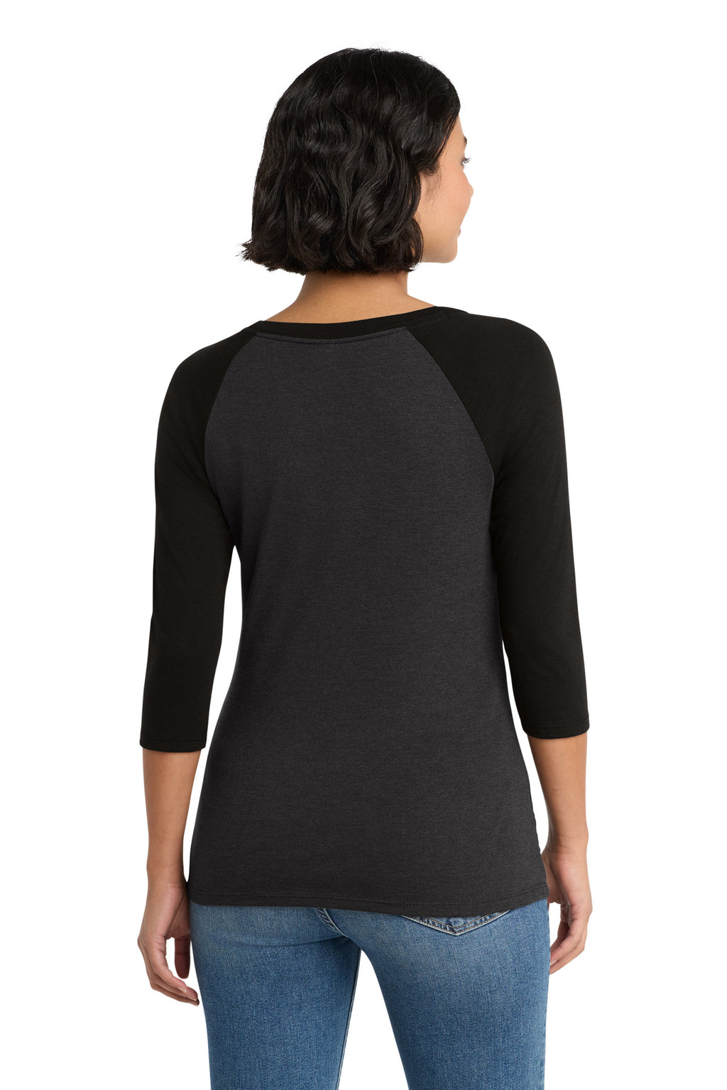 District Women's Perfect Tri 3/4-Sleeve Raglan. DM136L