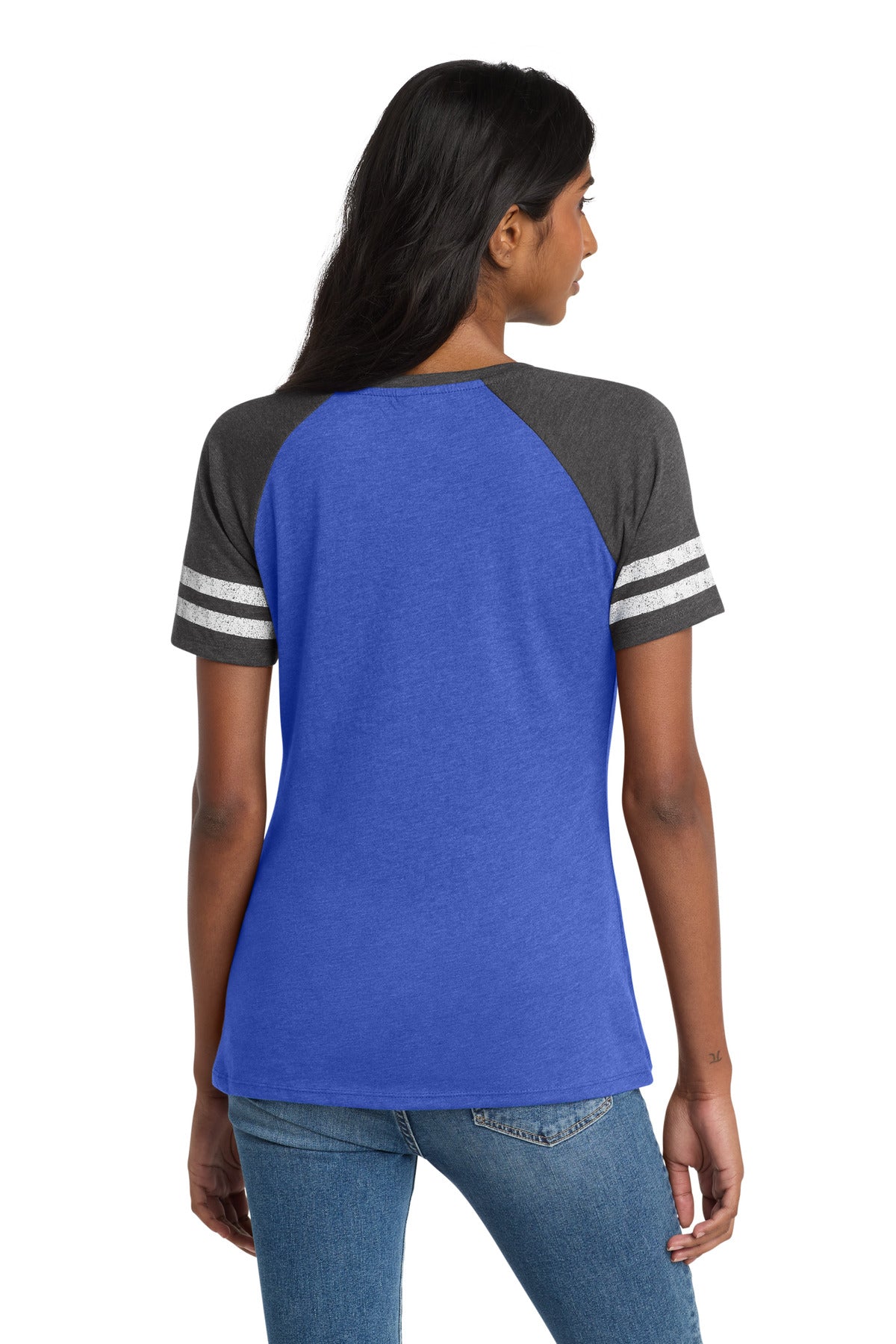 District  Women's Game V-Neck Tee. DM476